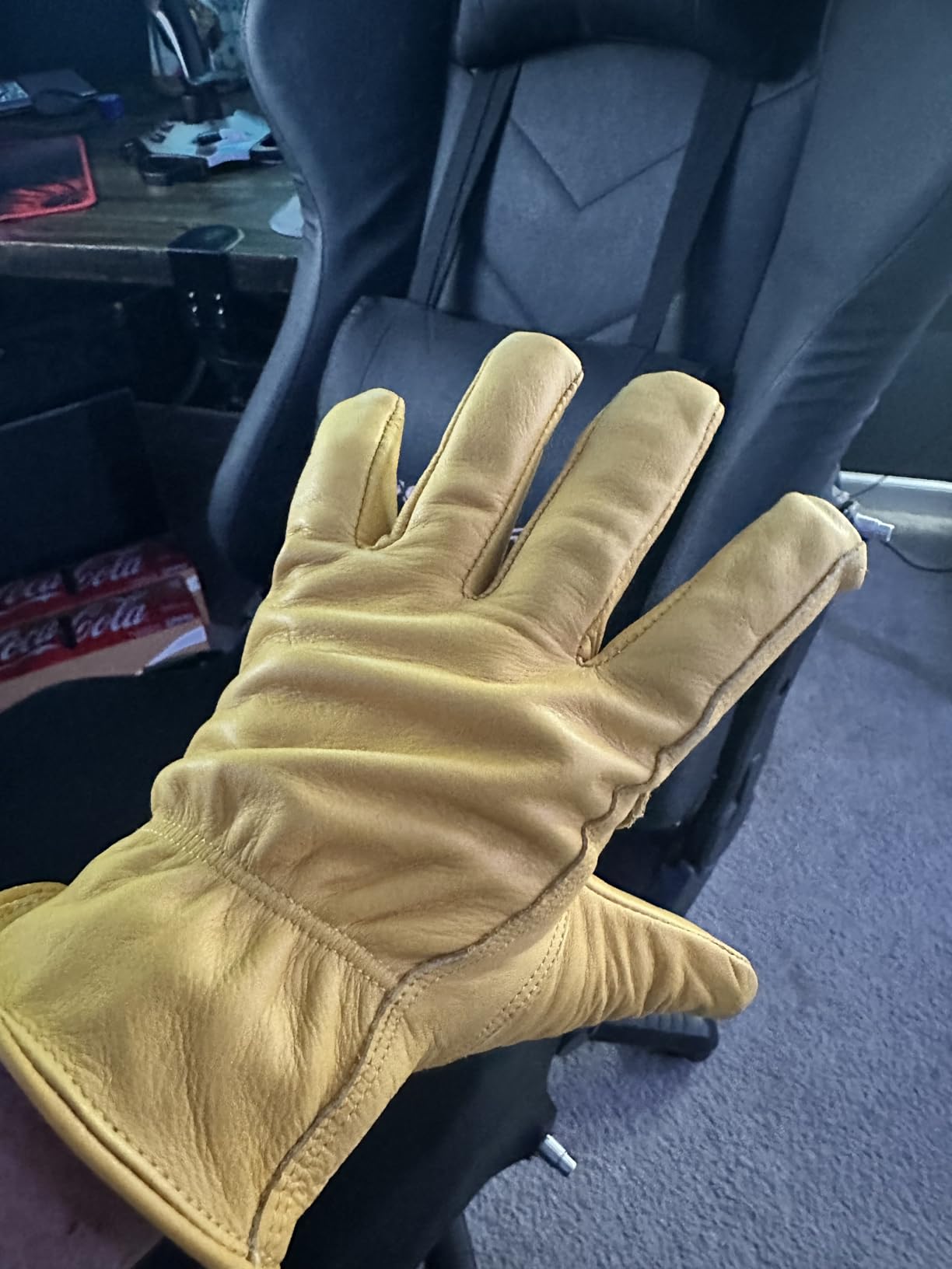 DULFINE Cowhide Leather Gardening Work Gloves for Men 1/3/6/12 Pairs, Reinforced Durable Gloves, Puncture & Cut Resistant, Ideal for Construction, Chainsaw, Farm, Welding, Men & Women customer photo 1