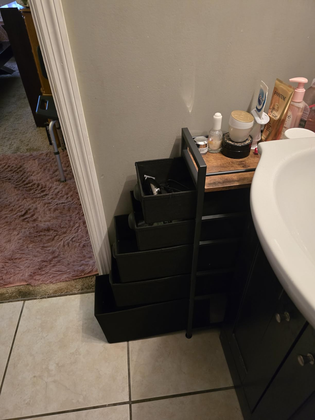 LASZOLA Narrow Cabinet Slim Storage Cart for Bathroom Small Space, 5 Tiers Black customer photo 2