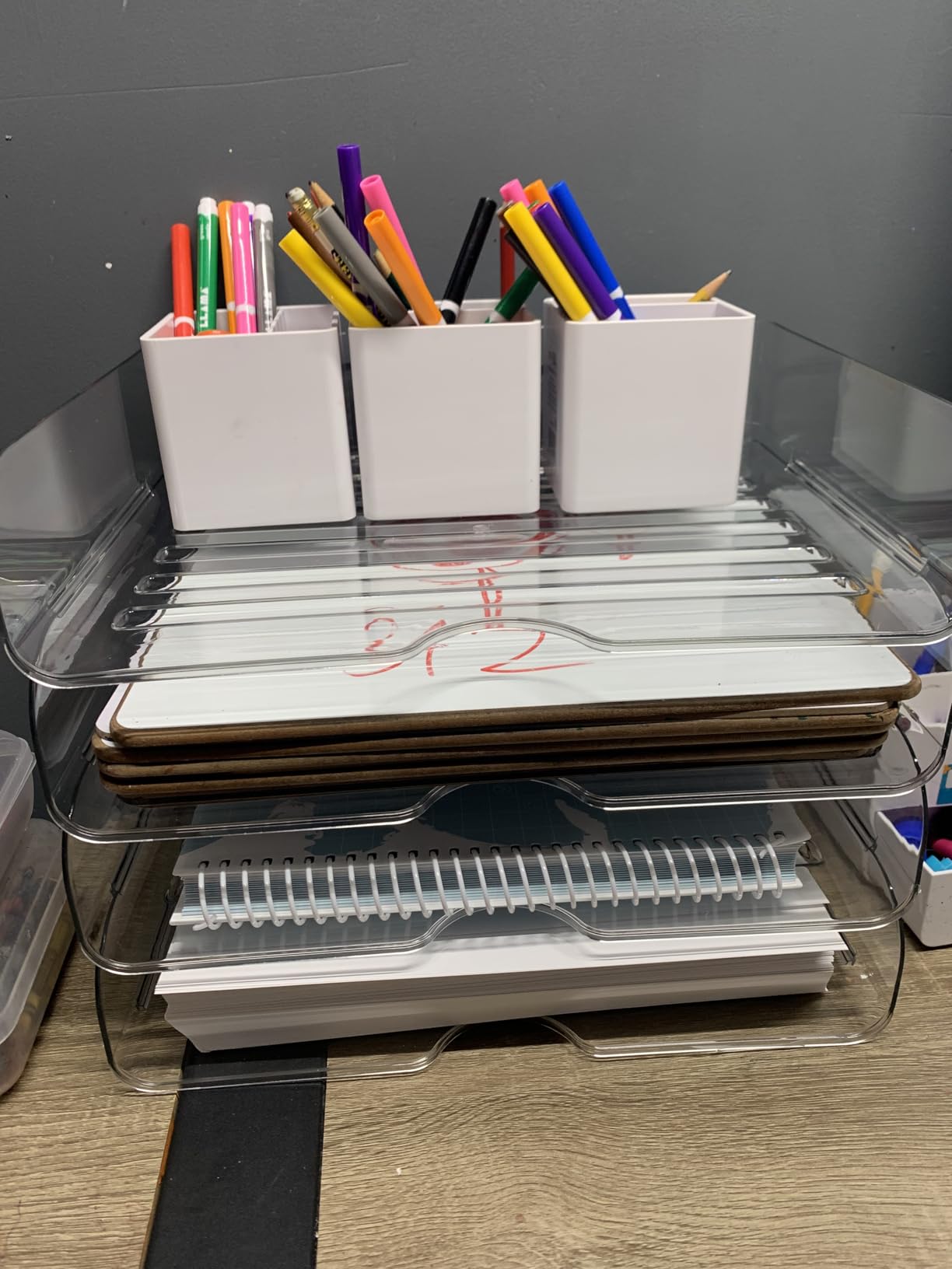 Paper Organizer Letter Tray, 4-Pack Acrylic File Organizer, Clear | Stackable, Versatile Desk Document Organizer-A4 Paper, Documents, Letters, Books, Bills, iPad - Large Capacity, Home Office customer photo 1