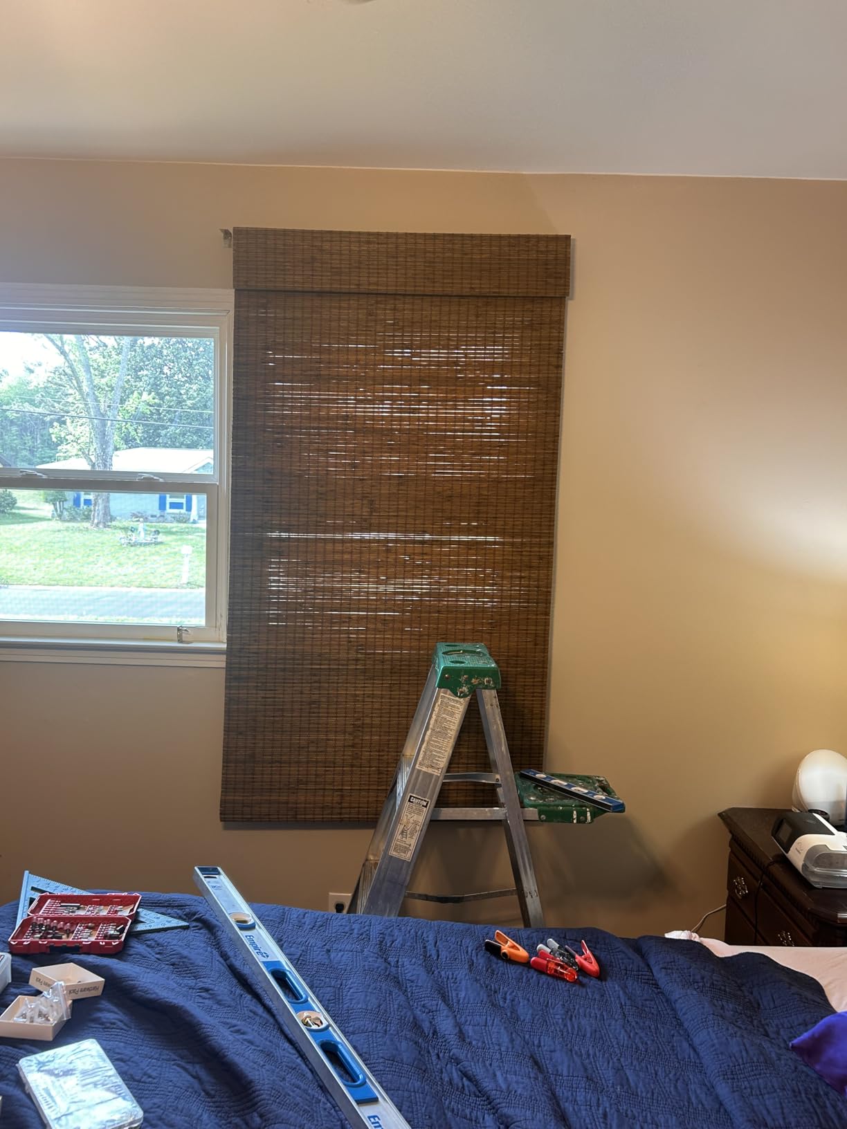 Cordless Bamboo Roman Shades, 30.5×64 in, Highfield Teak | Wide Bamboo Strip Weaving Technique, High light-blocking capacity, High Level of Privacy Protection customer photo 1