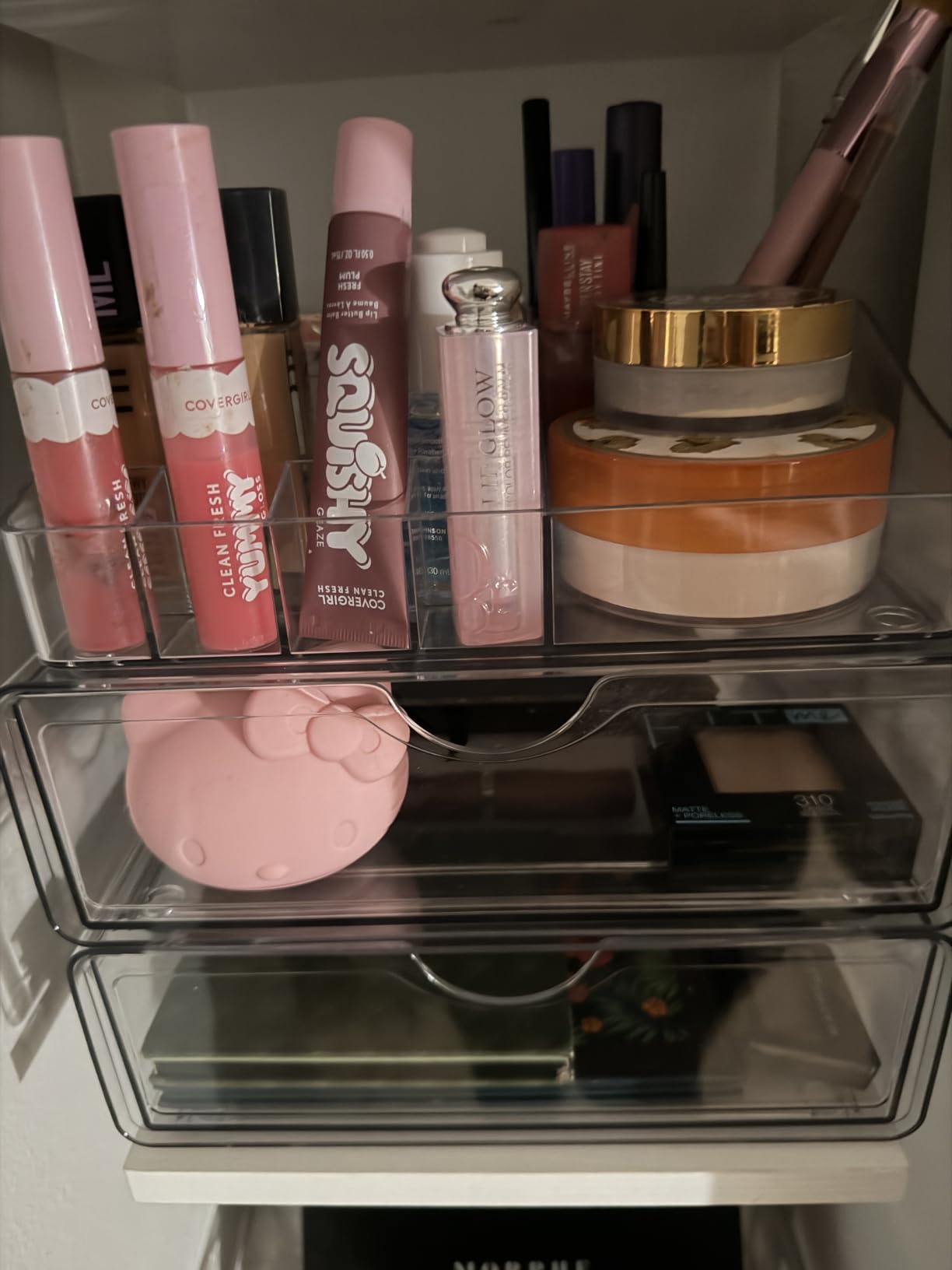 Vtopmart 3 Tier Clear Makeup Organizer with Drawer, Cosmetic Storage for Dresser Countertop and Bathroom Vanity, Beauty Holder for Lipstick Brush Skincare customer photo 1