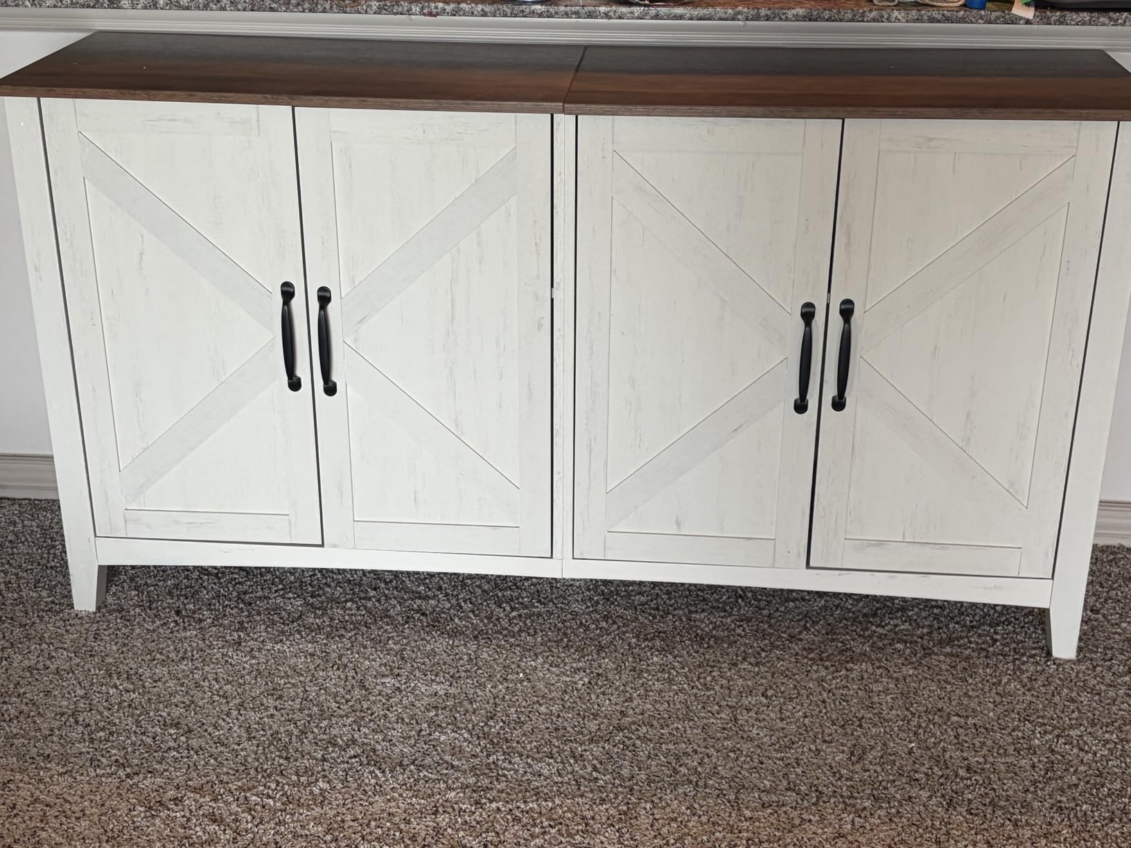 VASAGLE Buffet Cabinet, Coffee Bar, Adjustable Shelf | Sideboard Storage with Cable Hole, Rustic White and Honey Brown, LIRY Collection ULSC381W01 customer photo 2