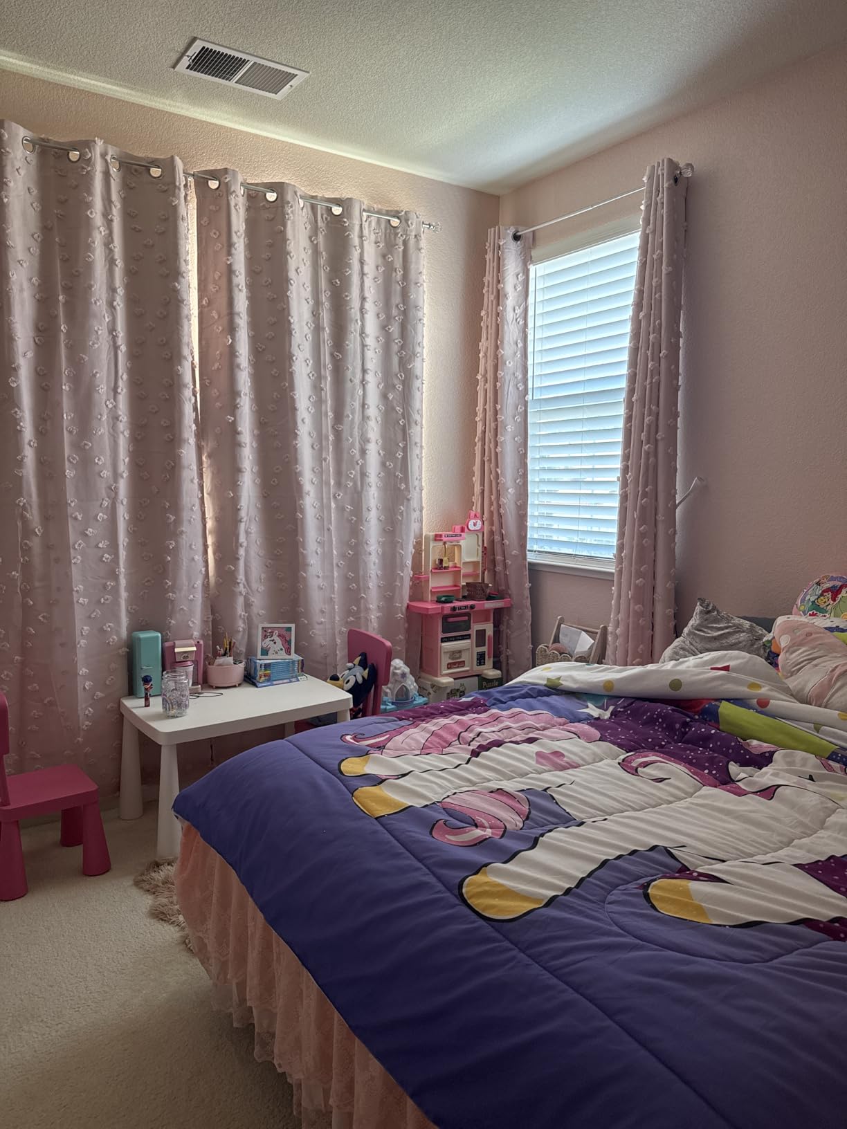 MYSKY HOME Kids Blackout Curtains for Boys Bedroom 84 Inch Long 100% Light Blocking Cute Curtains for Playing Room 2 Panels Grommet Nursery Drapes with Rainbow Pom Pom Sheer 2 Layered 50W x 84L customer photo 1
