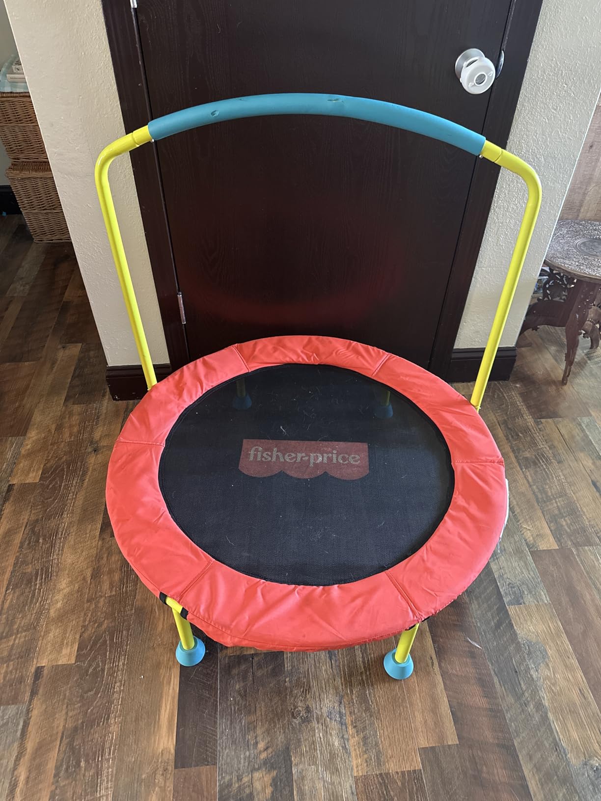 Fisher-Price 3-Foot Mini Trampoline, WonderJump 36-Inch Round Indoor Toddler Kids Trampoline with Stabilizing Handlebar customer photo 1