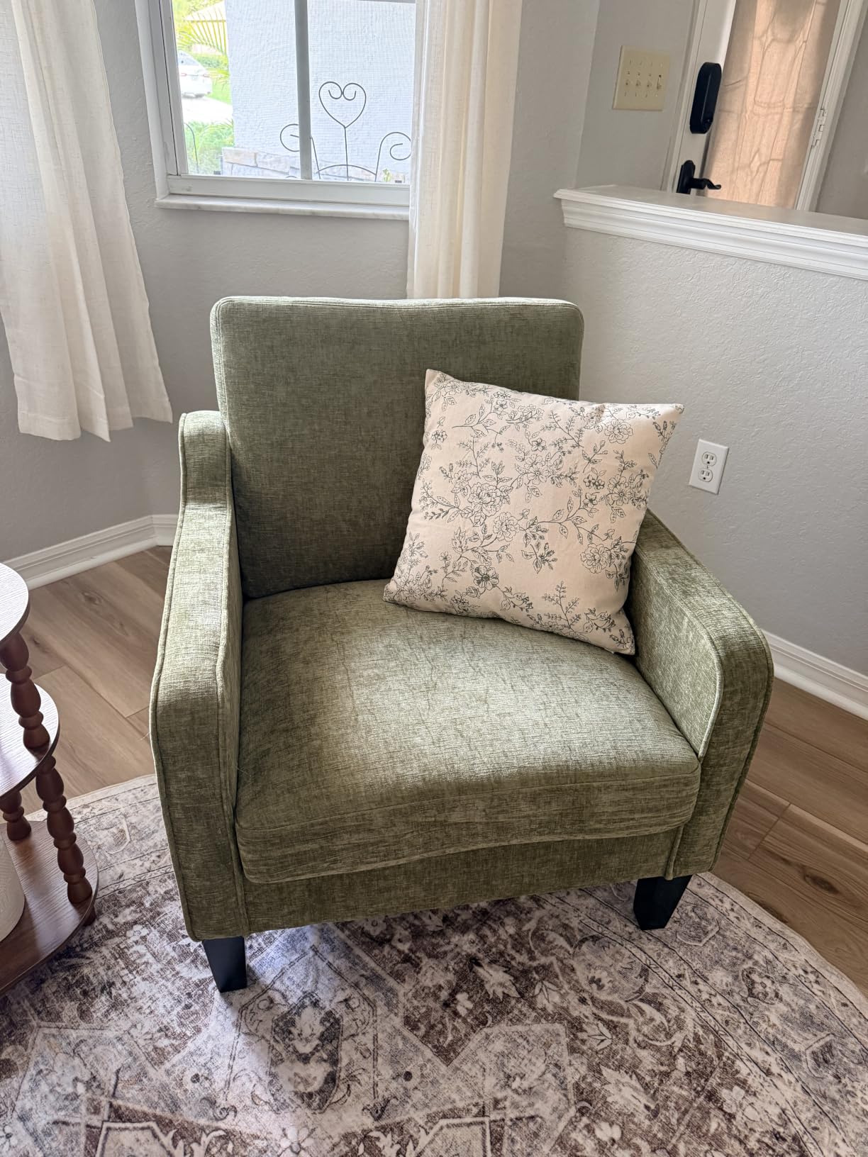 VINGLI Accent Chair for Living Room Chairs Olive Green Reading Chair for Bedroom Scooped Arm Chair Mid Century Modern Accent Chairs Upholstered Comfy Chair for Apartment, Waiting Room customer photo 2