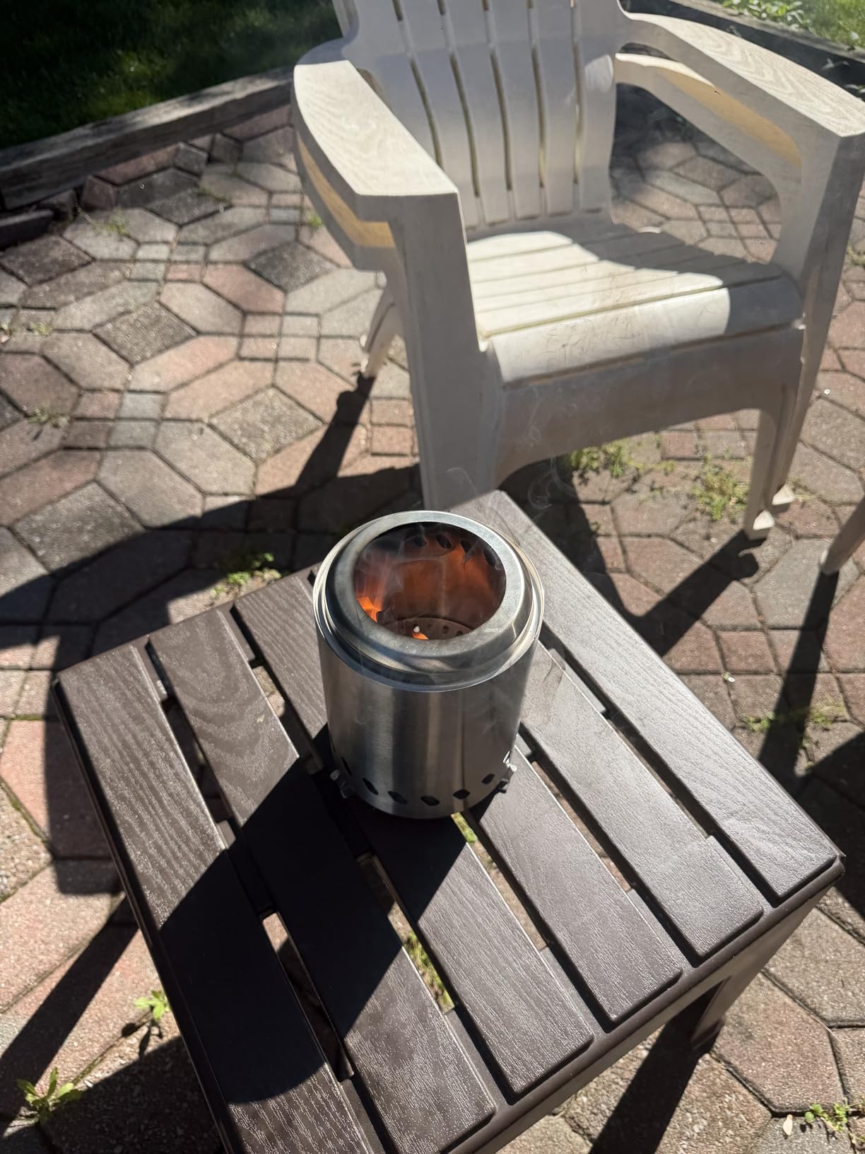 HGD Tabletop Fire Pit, Smokeless Firepit Outdoor, Mini Fire Pit for with Carry Bag for Camping Backyard Patio Garden Picnic, Silver customer photo 1