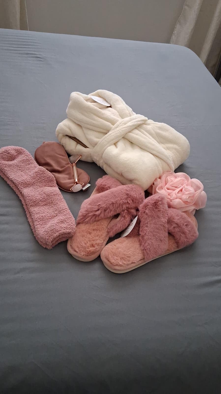 Birthday Gifts for Women Spa Robe and Slippers Set | Bathrobe With Satin Sleep Mask, Scented Candle Self Care 7 Pack Suitable for Christmas Thanksgiven Day New Mom Gift customer photo 2