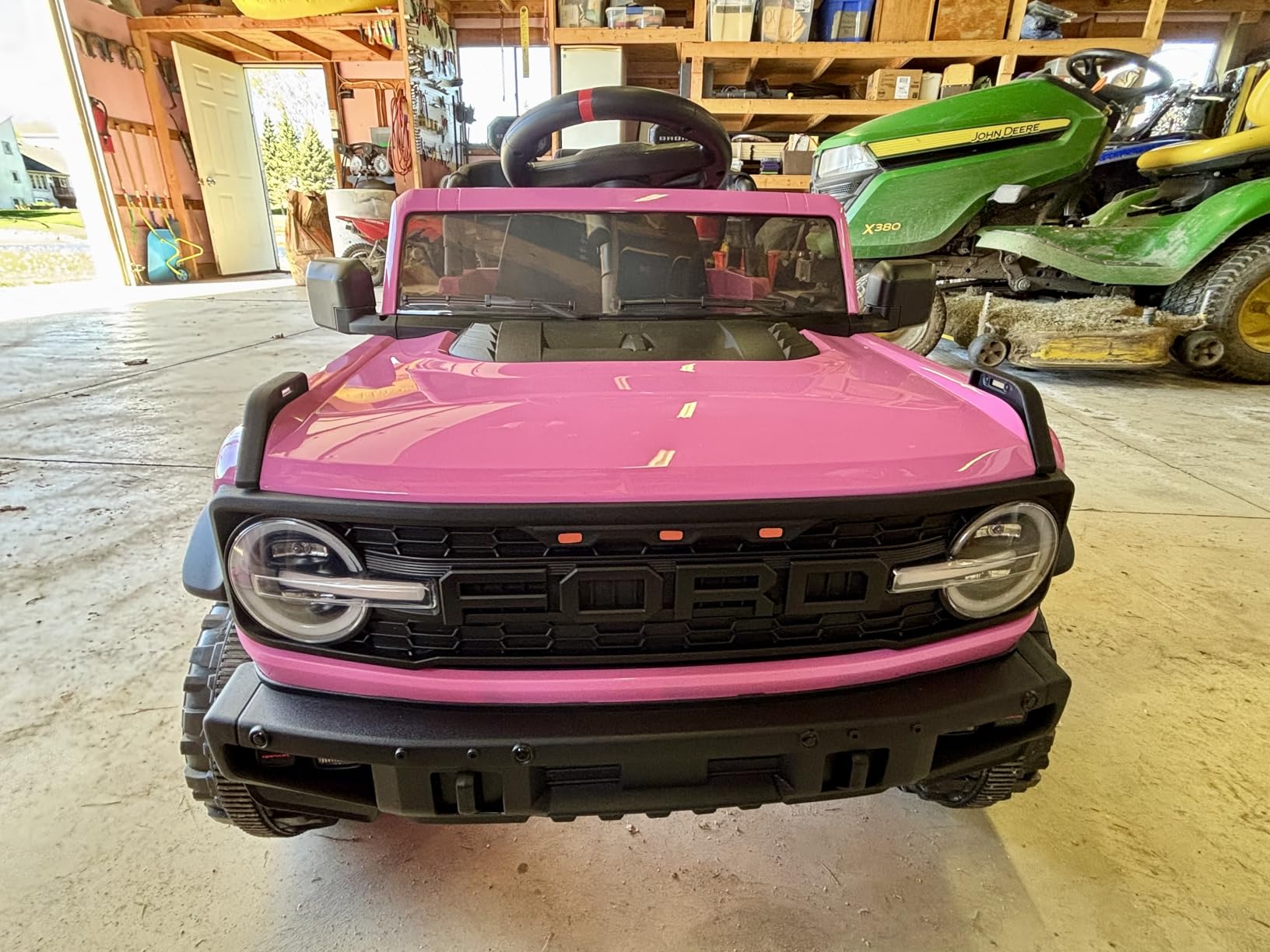 ENYOPRO 12V Licensed Ford Bronco Raptor Ride on Car for Kids, Battery Powered Electric Car for Toddlers w/Remote Control, Spring Suspension, Seat Belt, Bluetooth, Horn, LED Lights, Radio (Black) customer photo 1