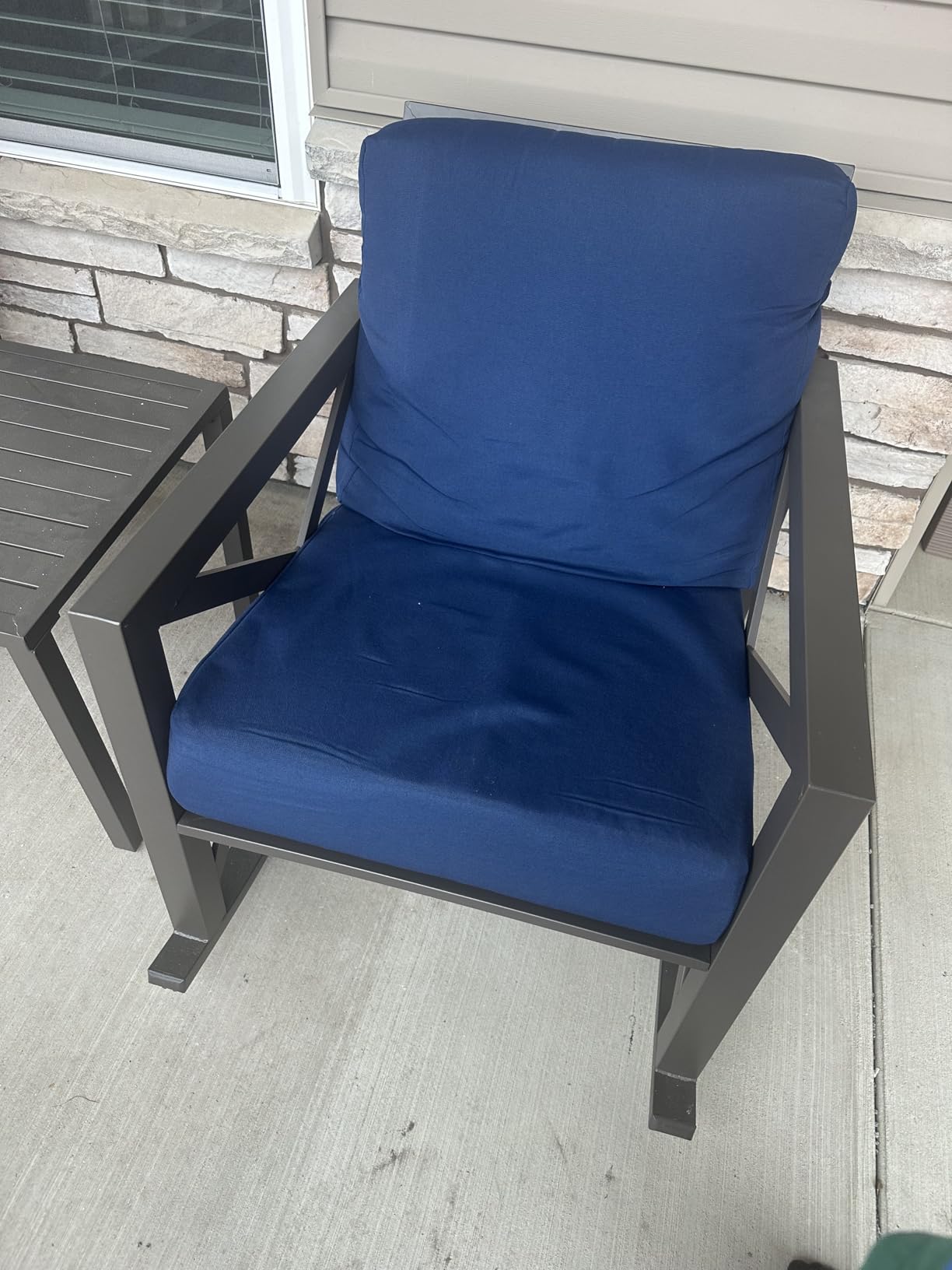 UDPATIO Rocking Chair Outdoor Set 2 w/Coffee Table, 3 Pc Metal Bistro Set | Metal Rocking 6.5 Water-Resistant Cushions, Oversized, 350lbs Heavy-Duty, for Porch, Patio, Balcony, Beige customer photo 1