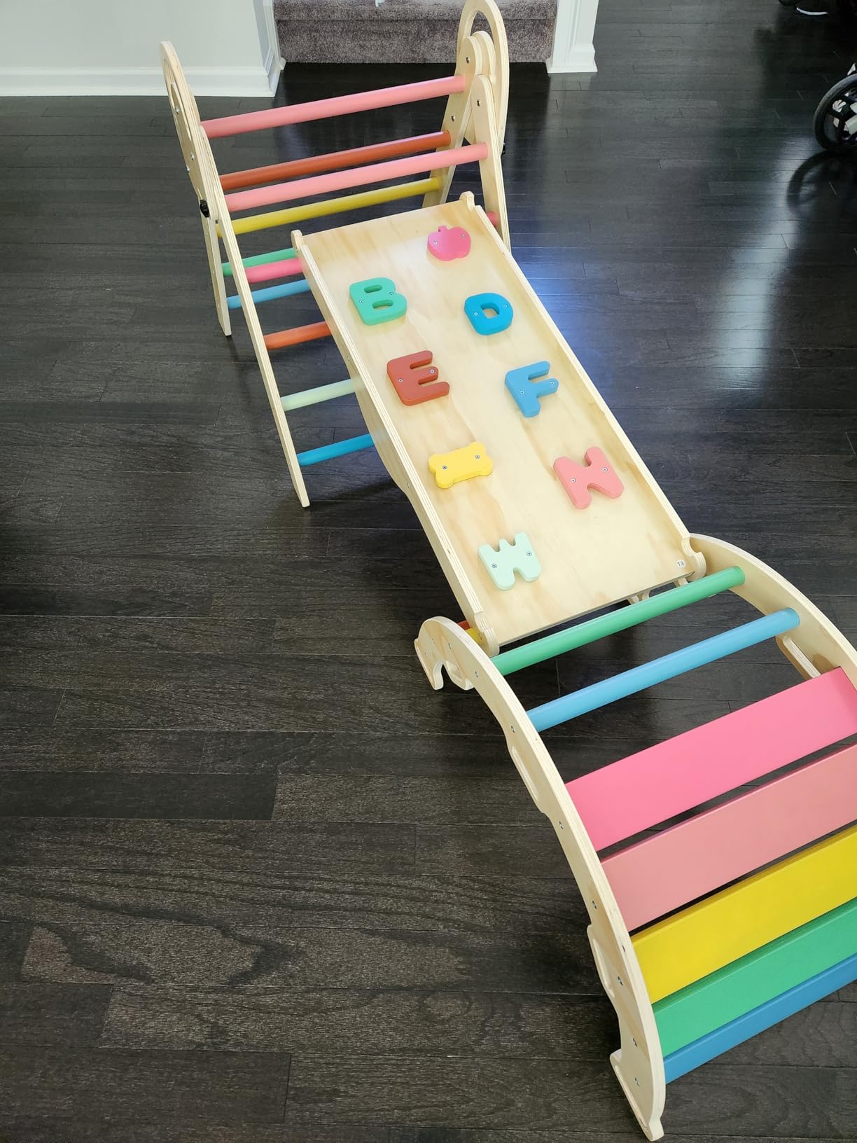 ElegantCrafts Pikler Triangle Set with Cushion, Montessori Climbing Set, Indoor Climb Toys, Indoor Playground Jungle Gyms, 9 Combinations Climbing Toy Set for Toddler, Baby, Kids 1-4 customer photo 1