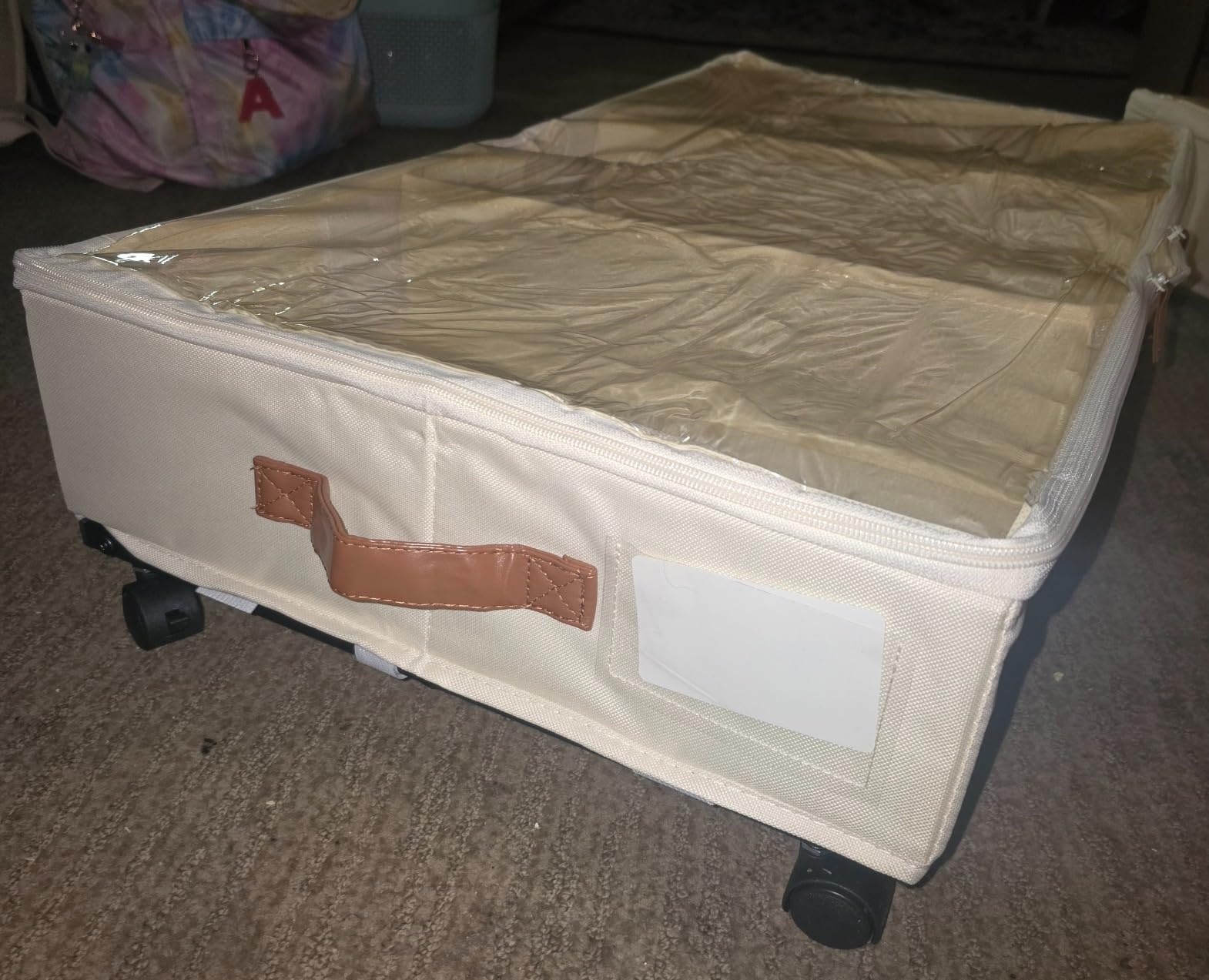 Yecaye Under Bed Storage with Wheels, 2 Pack Under Bed Storage Containers with Adjustable Dividers & Clear Lid, Rolling Underbed Organizer Bins Drawer for Clothes, Shoes, Blankets(30.3 x 16 x 6.7in) customer photo 1