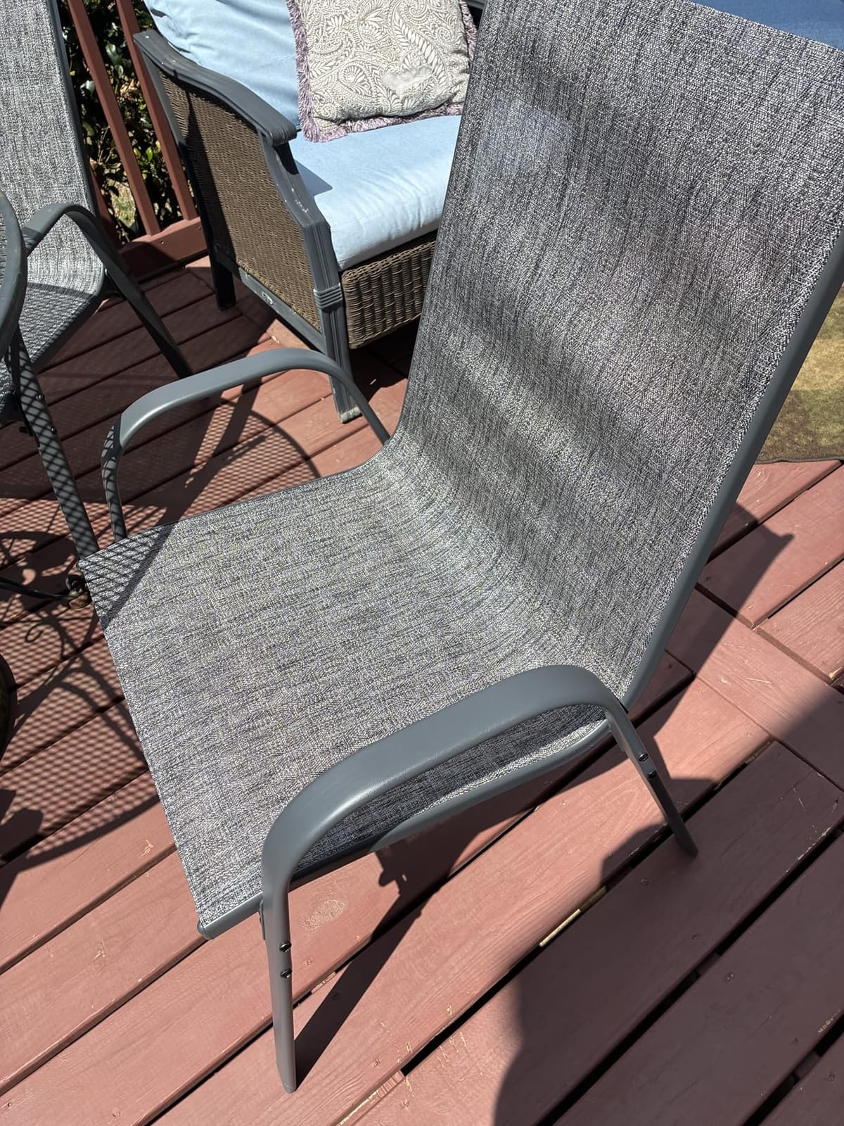 Patio Chairs Set of 4, Outdoor Dining Chairs Stackable for All Weather, Breathable Metal Modern Outside Furniture Chair for Pool Side, Garden, Backyard Deck, Brown customer photo 2