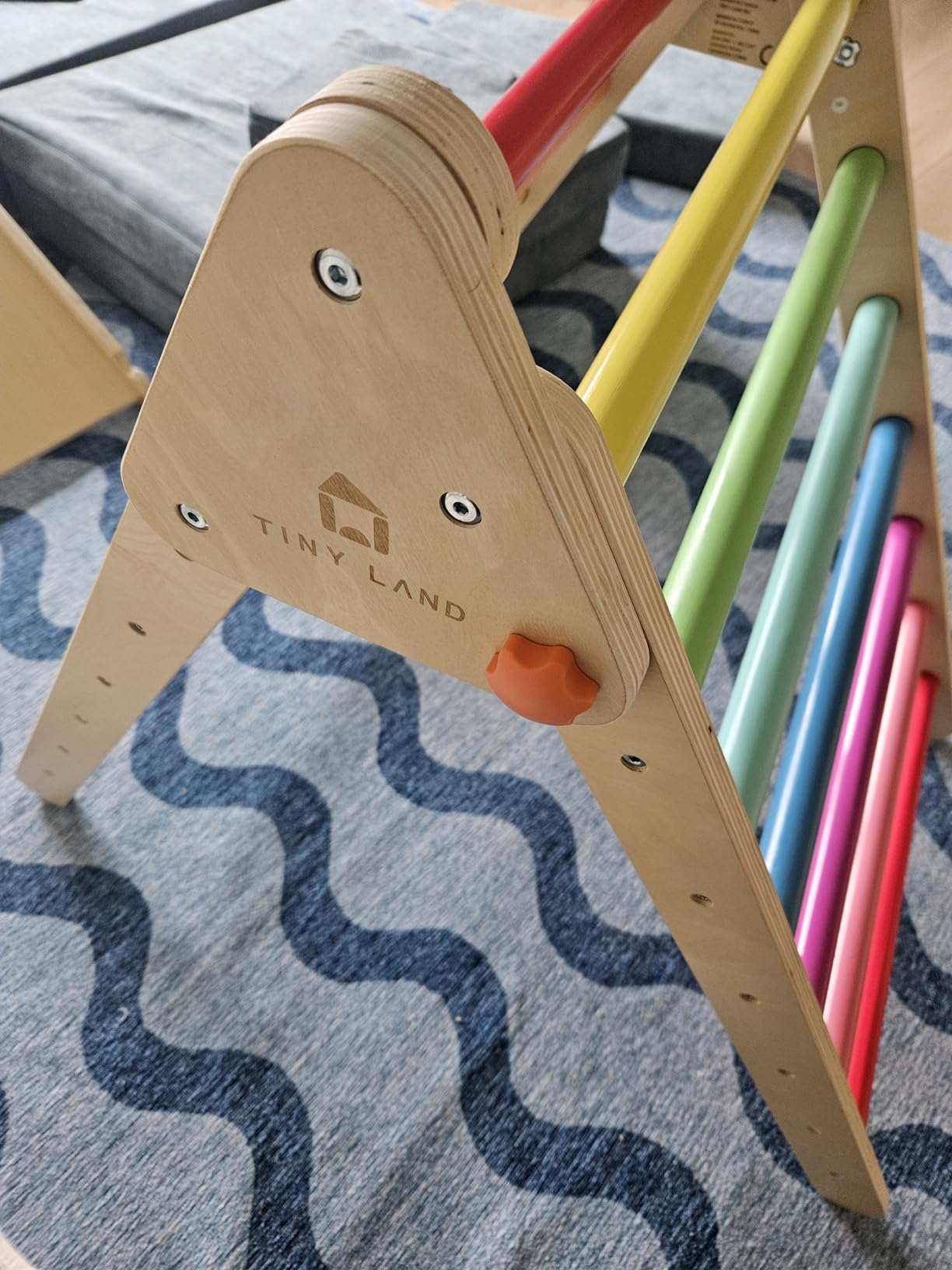 Tiny Land Pikler Triangle Set, 7-in-1 Foldable Pikler Triangle Climbing Toys Set for Kids,Baby Indoor Playground Jungle Gym, Wooden Montessori Climbing Set for Toddler (Rainbow) customer photo 2