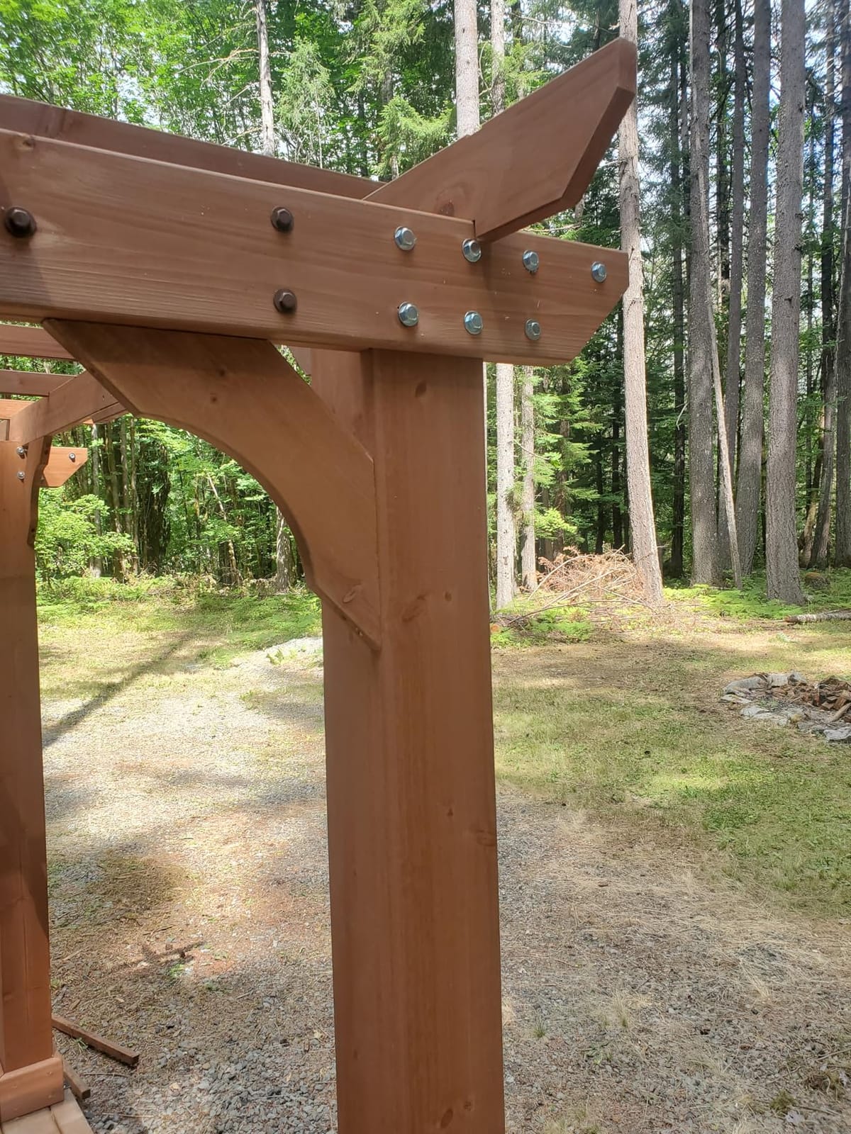 Yardenaler 12 x16 FT Wooden Pergola, Cedar Wood Gazebo with Flat Roof, Outdoor Garden Shelter with Stakes Included, Patio, Deck, Backyard, Lawn customer photo 2