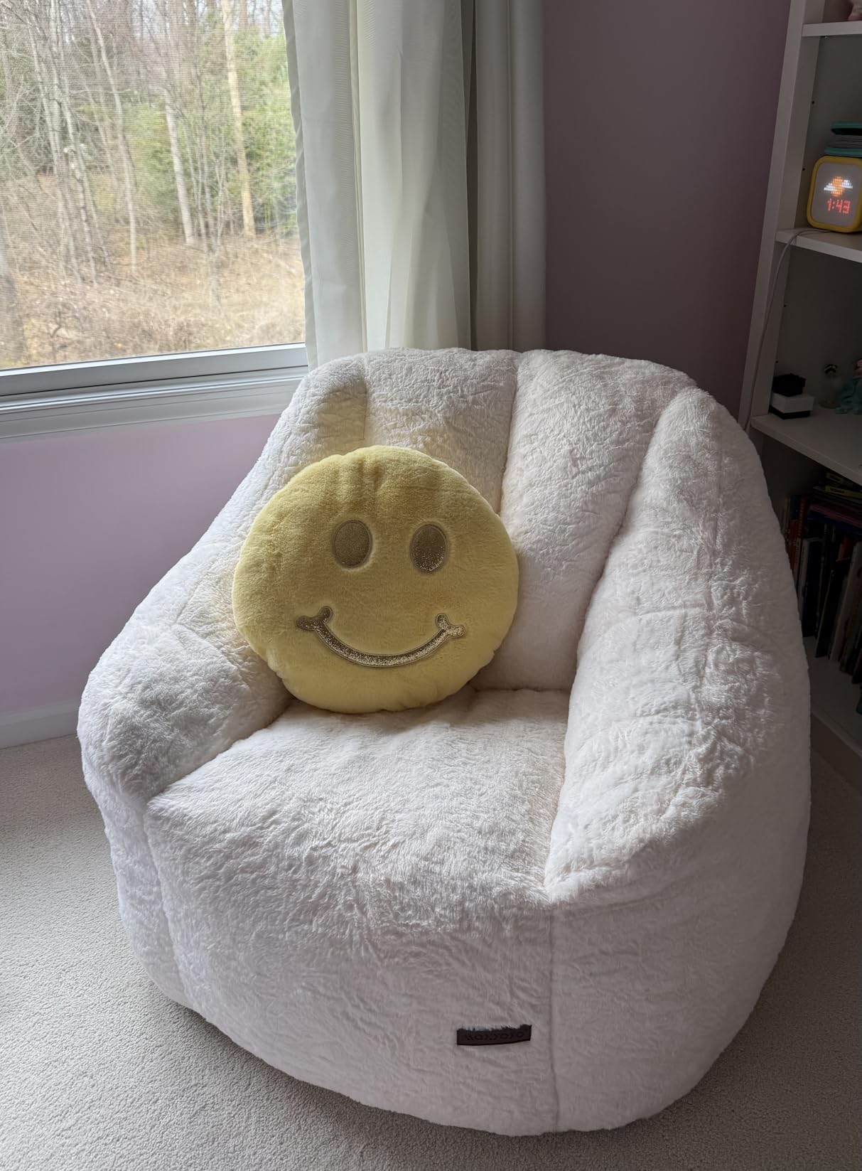 MAXYOYO Bean Bag Chair, Comfy Bean Bag Sofa with Back Support, Faux Fur Bean Bag Chair for Adults and Kids, Stuffed Floor Sofa for Living Room, Bedroom, Apartment, Beige customer photo 1
