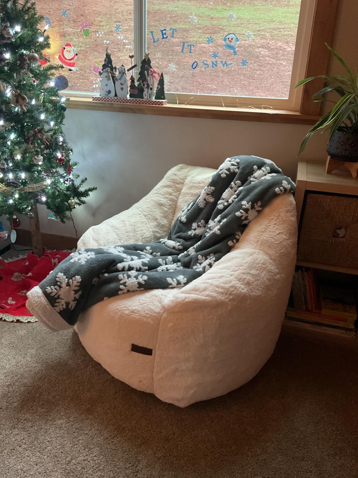 MAXYOYO Bean Bag Chair, Comfy Bean Bag Sofa with Back Support, Faux Fur Bean Bag Chair for Adults and Kids, Stuffed Floor Sofa for Living Room, Bedroom, Apartment, Beige customer photo 2