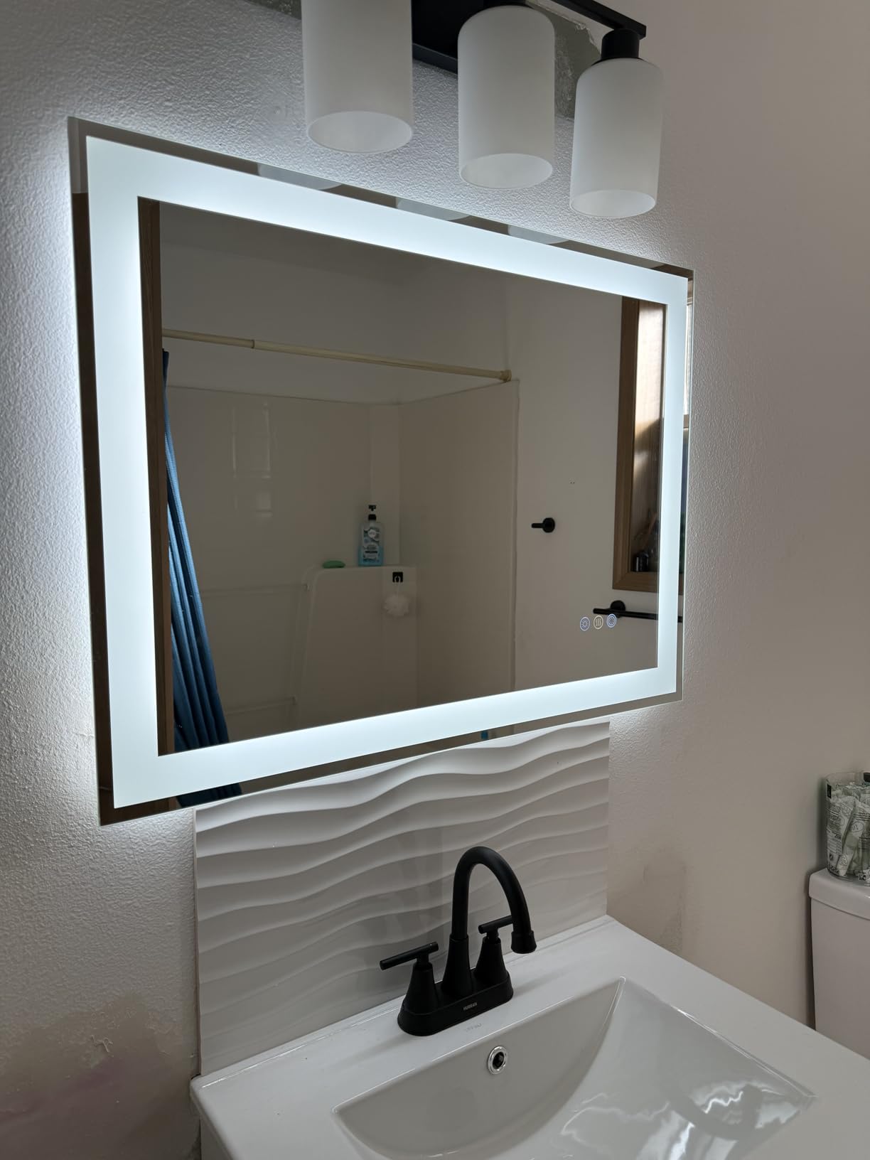 24x32 LED Bathroom Mirror with Lights, Super Bright Front & Backlit Vanity Mirror for Wall, Anti-Fog & Memory Smart Mirror, 5mm Shatter-Proof Tempered Glass, ETL Listed, Vertical/Horizontal customer photo 2