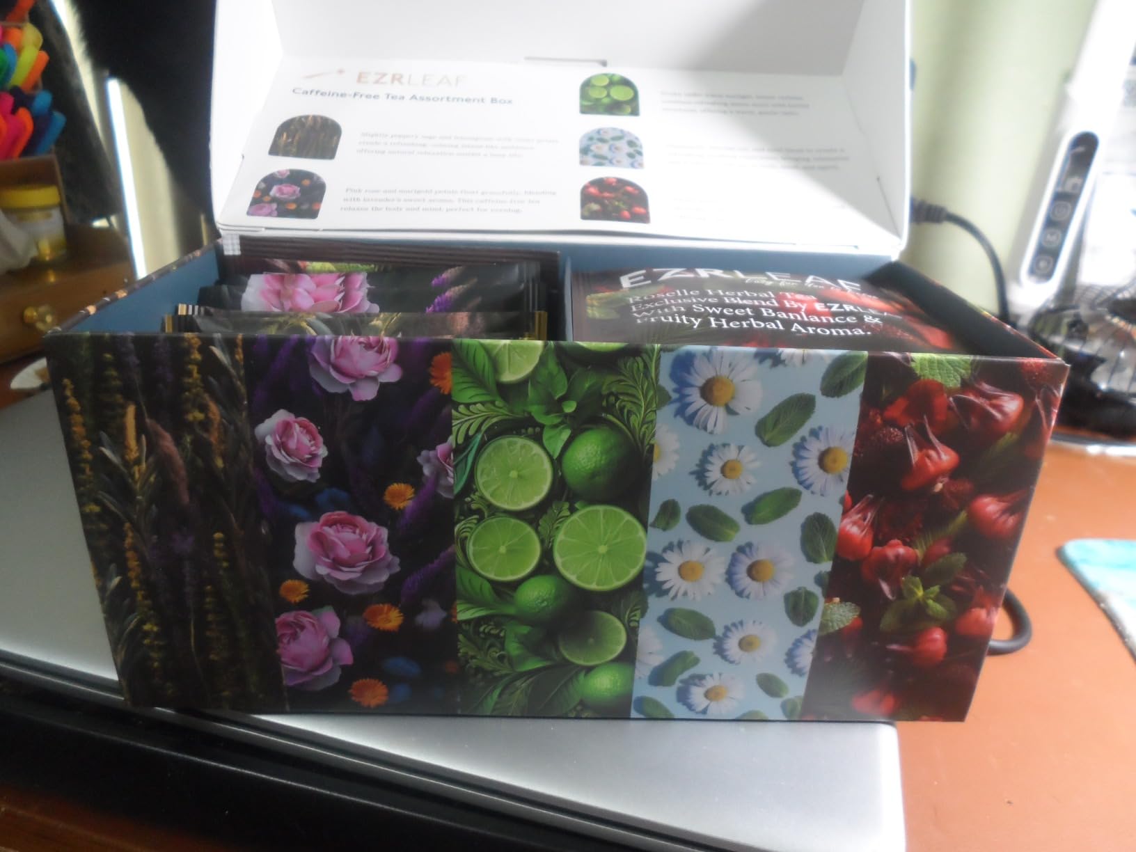 EZR LEAF Pura Caffeine-Free Herbal Tea Collection, 22ct Pyramid Tea Bags, Floral & Fruit Tea Gift Set with Lemon Verbena, Chamomile Mint, Dreamland & Roselle, Bedtime Tea Variety Gift Set, Premium Pyramid Tea Bags, Herbal Tea Gift Set customer photo 2