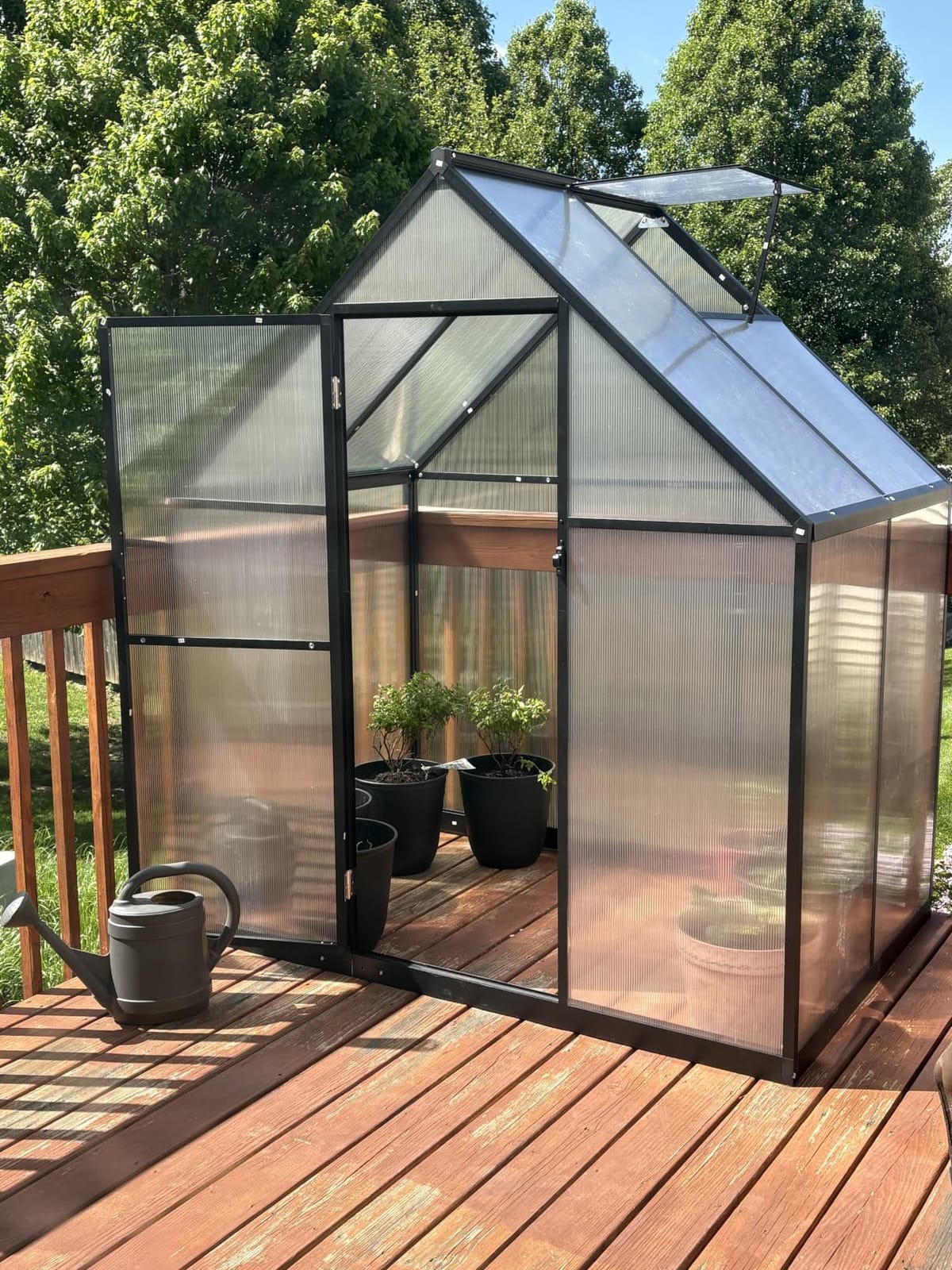 8X10FT Enhanced Aluminum Walk-in Greenhouse for Outdoors with Thermometer | Easy Assembly, UV-Resistant Panel, Rain Gutter, Lockable Sliding Door, Built-in Reinforcement, For Vegetable, Flower and Herb customer photo 2