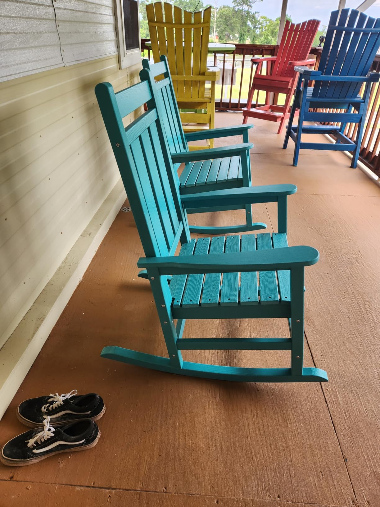 Oversized Outdoor Rocking Chair, HDPE Patio Rockers, All-Weather High Back & Wide Seat for Garden, Lawn, Porch customer photo 1