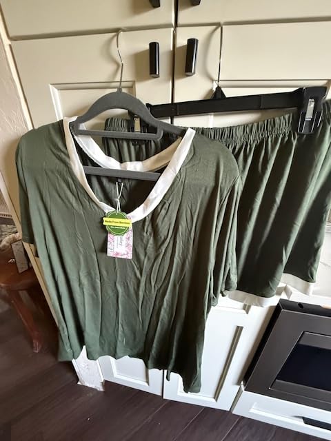 ForHailey Women's Plus Size Viscose from Bamboo Pajamas Set Summer 2 Piece Pjs Sets Short Sleeve Sleepwear 1X-5X customer photo 2