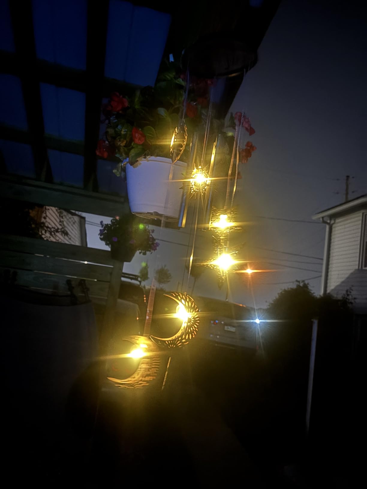 Colingmill Solar Wind Chimes for Outside,Sun Moon Star,Warm Lights | Wind Chimes Lights, Waterproof Hanging Decor for Outdoor Yard Garden, Memorial Gifts for Mom Grandma Wife, Solar Powered LED customer photo 1