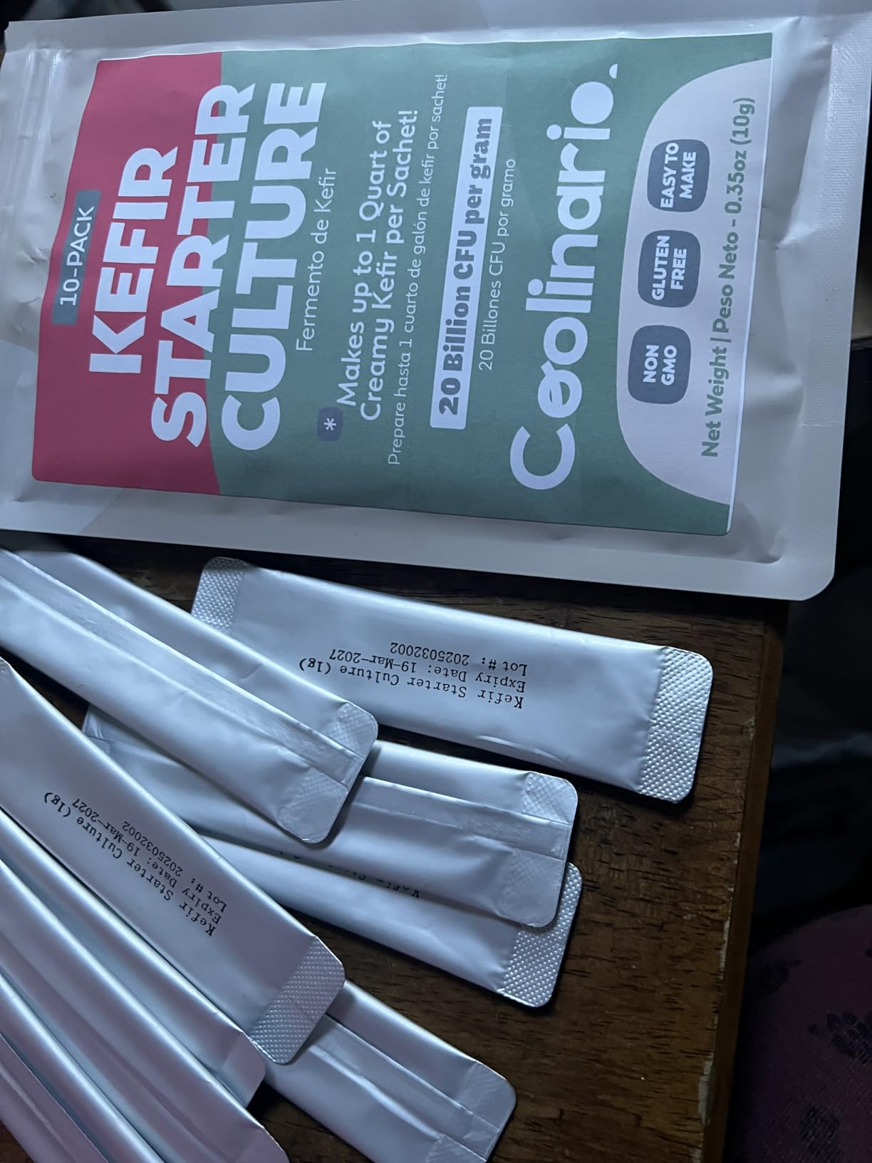 Coolinario Kefir Starter (10-Pack, 1.5g Sachets) Live Probiotic Cultures | Homemade Kefir Starter Kit, Smooth, Creamy & Tangy, Non-GMO, No Preservatives, Gluten Free customer photo 2