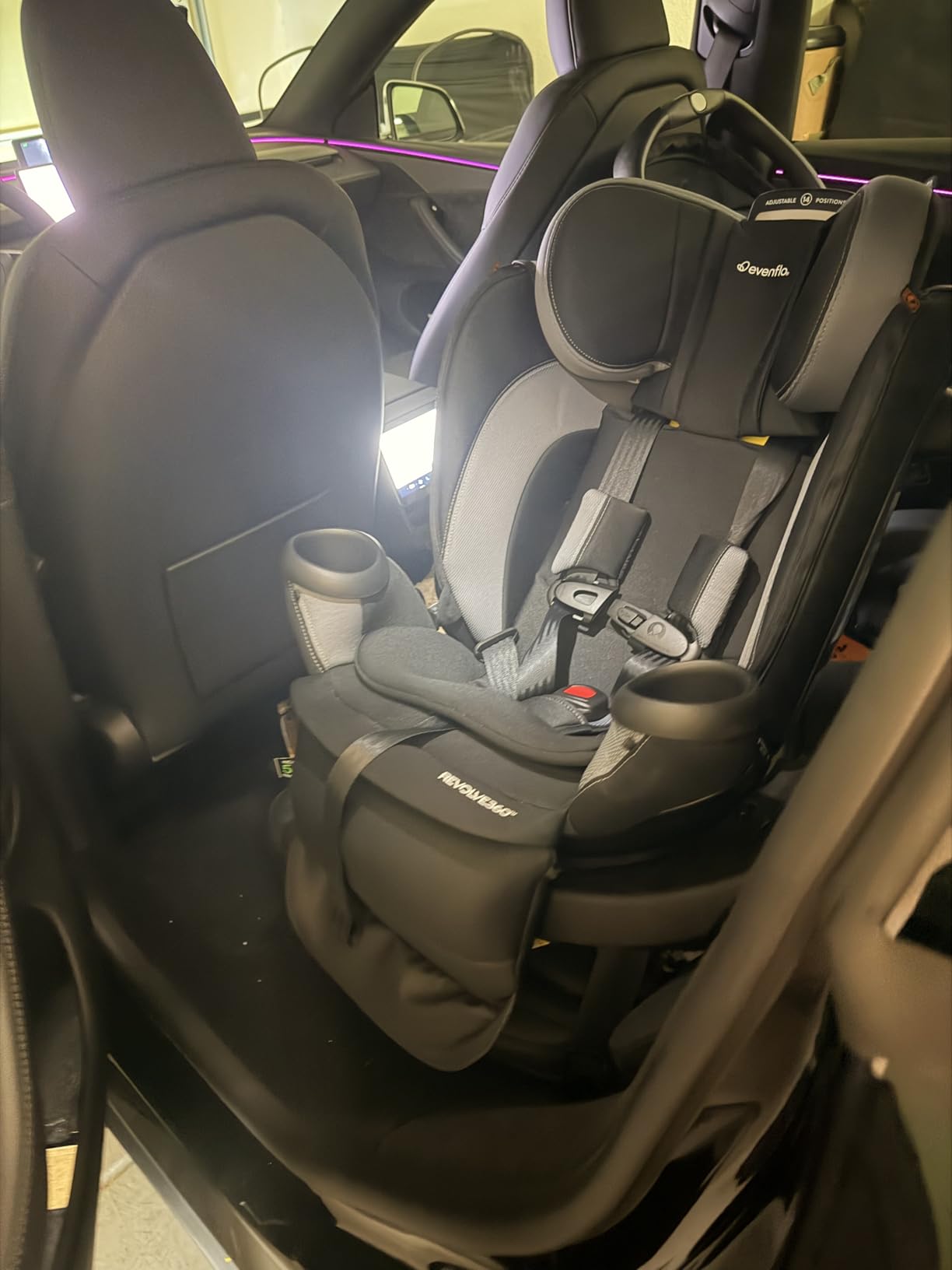 Evenflo Revolve360 Extend All-in-One Rotating Car Seat | with Quick Clean Cover, Rear-Facing, Forward-Facing, Highback Booster Mode, Infant to 12 Years (Revere Gray) customer photo 1