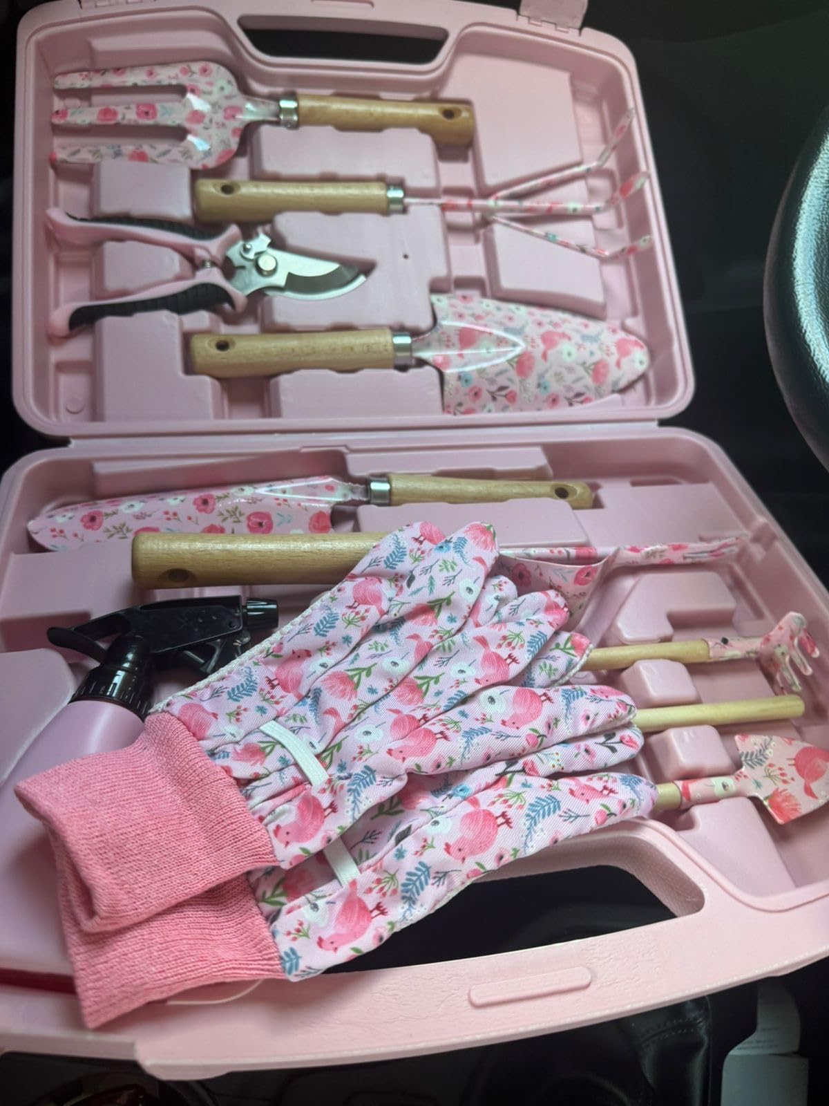 12-Piece Gardening Tool Set, Heavy-Duty Garden Tools for Women | Floral Print Rust-Proof Trowel, Rake, Weeder & Pruner with Hard Case, Ideal Gardening Set Gifts for Mom & Plant Lovers customer photo 1