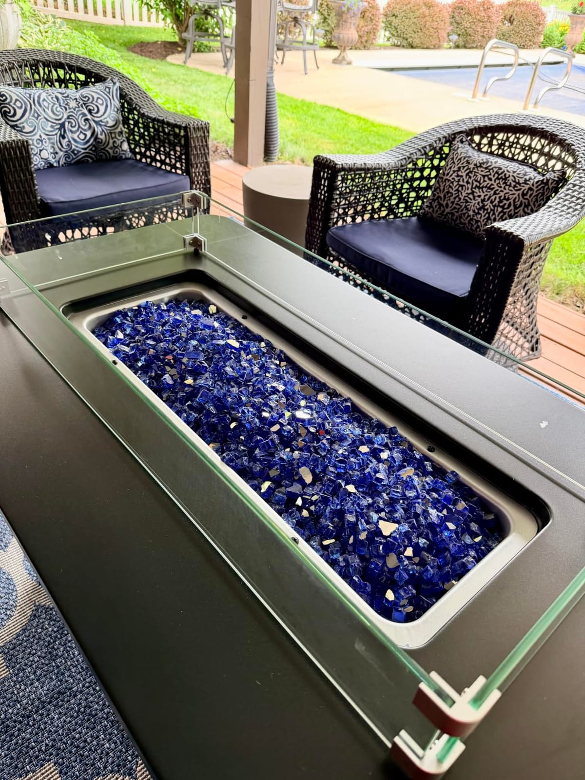 Ciays 43-Inch Rectangular Propane Fire Pit with 60,000 BTU Output, Fire Pit Table Premium Gas for Outside Patio with 304 Stainless Steel H-Burner, Glass Stones, and Wind Guard, Black customer photo 2