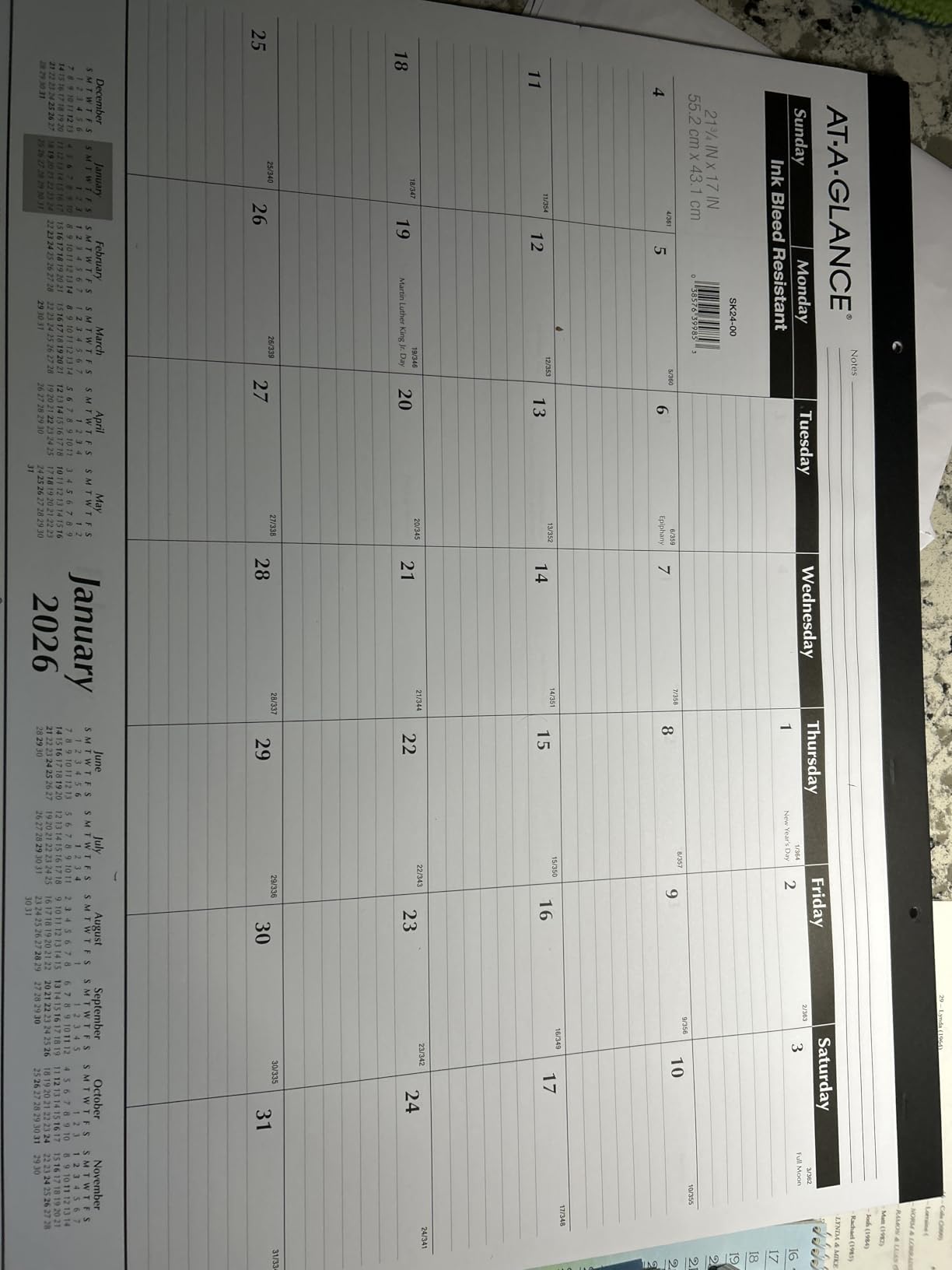 AT-A-GLANCE 2026 Desk Calendar, Monthly, Desk Pad, 21-3/4