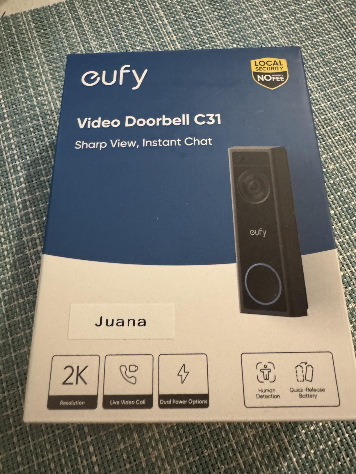 eufy Security Video Doorbell C31, 2K FHD, Battery or Wired, No Subscription | Wireless, head-to-toe view, live video call, 24/7 recording, human and motion detection, HomeBase S380 ready, no monthly fee customer photo 2