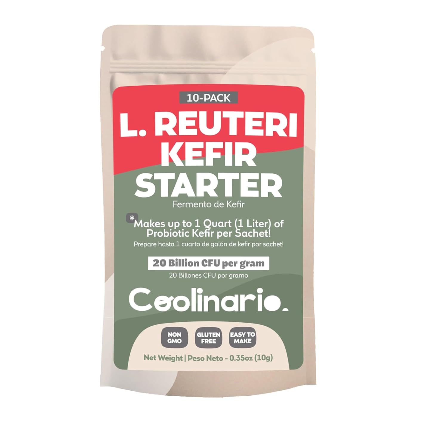 Coolinario L Reuteri Kefir Starter (10-Pack, 1.5g Sachets) Live Cultures | Homemade Kefir Starter Kit with Lactobacillus Reuteri, Smooth, Creamy & Tangy, Non-GMO, No Preservatives, Gluten Free customer photo 1