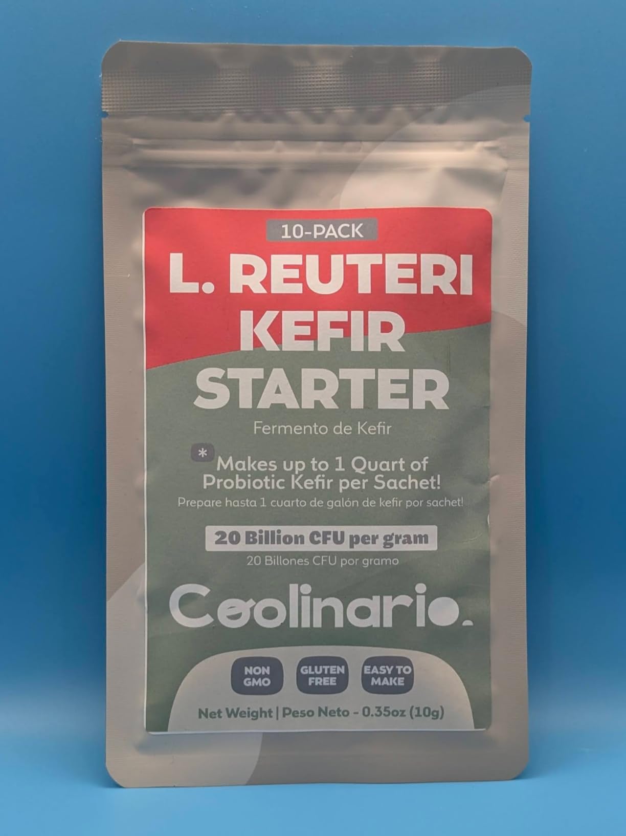 Coolinario L Reuteri Kefir Starter (10-Pack, 1.5g Sachets) Live Cultures | Homemade Kefir Starter Kit with Lactobacillus Reuteri, Smooth, Creamy & Tangy, Non-GMO, No Preservatives, Gluten Free customer photo 2
