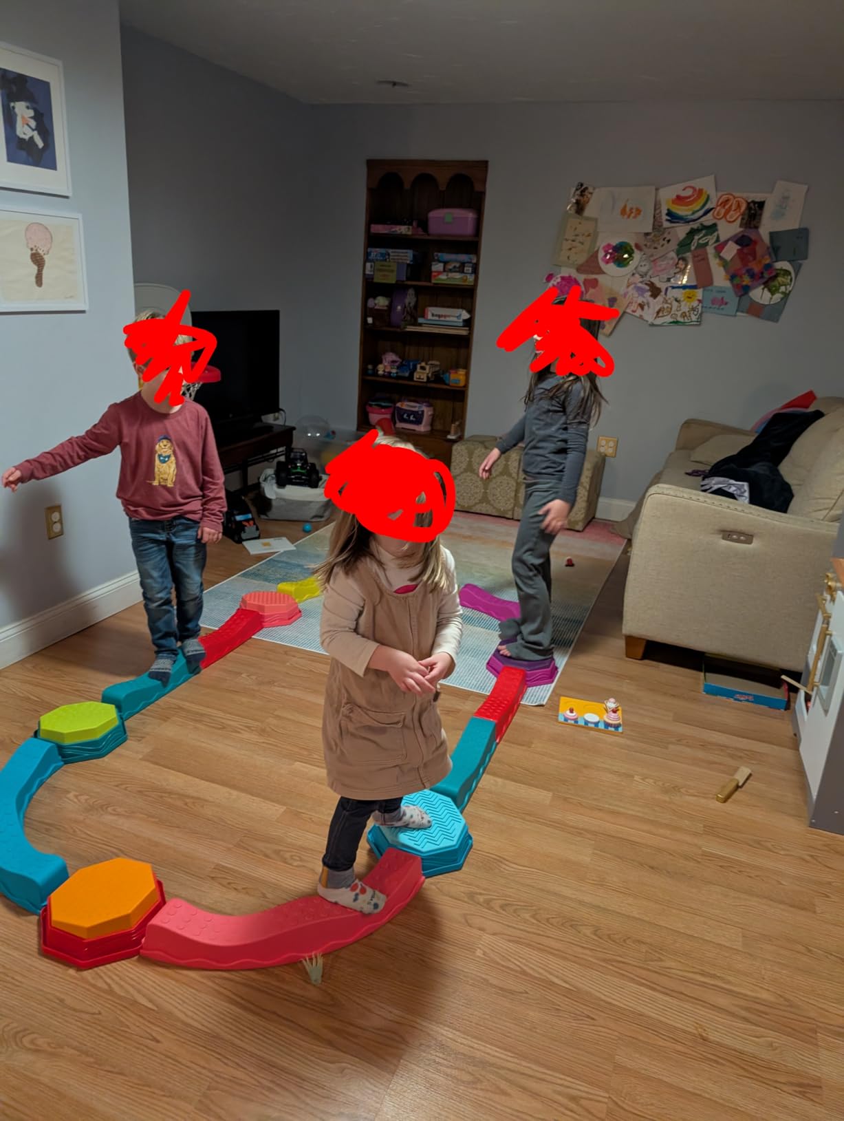 B. toys Balance Beam Set, Musical Wavy Beams & Sensory Stones | Balance & Groove Set with 8 wavy beams, 5 sensory stones, and 1 musical stepping stone for indoor or outdoor play, 3+ Years customer photo 2