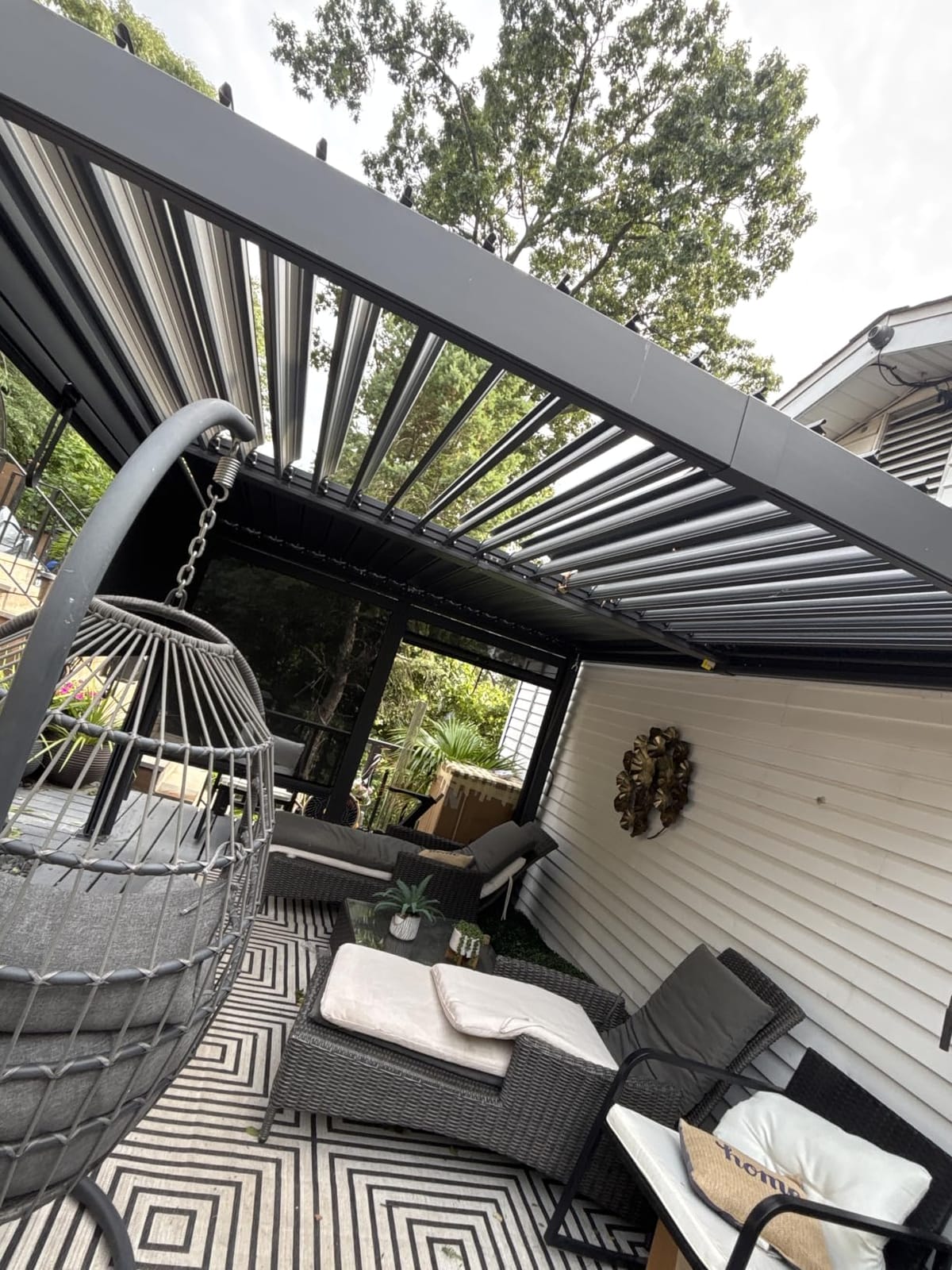 Airwire 10x12 FT Louvered Pergola with Curtains & Netting Gray | Metal Outdoor Pergolas with Adjustable Roof for Deck, Patio, and Backyard customer photo 1