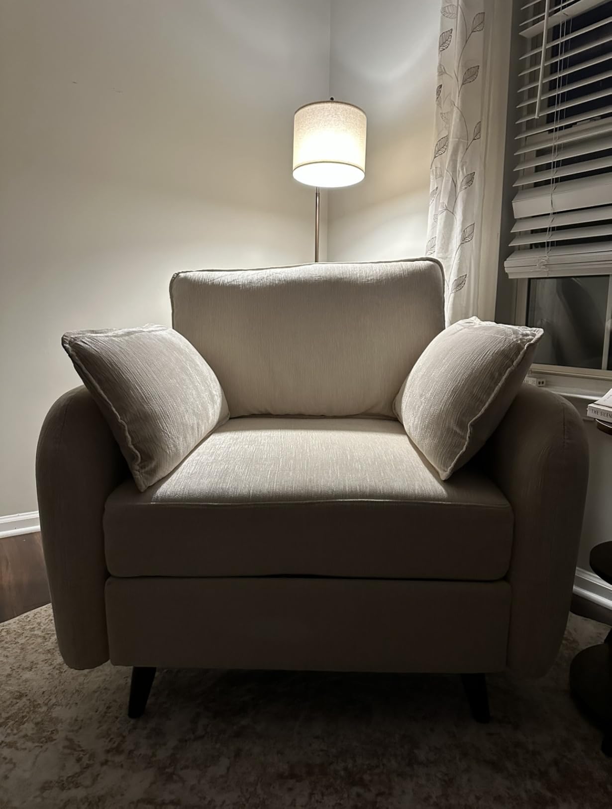 Rexulqo Oversized Accent Chair with All Seats Storage, Comfy Living Room Chairs with 2 Throw Pillow, Upholstered Mid-Century Armchair, 24.5'' Deep Seat, Reading Chair for Bedroom, Office, Chenille, Green customer photo 2