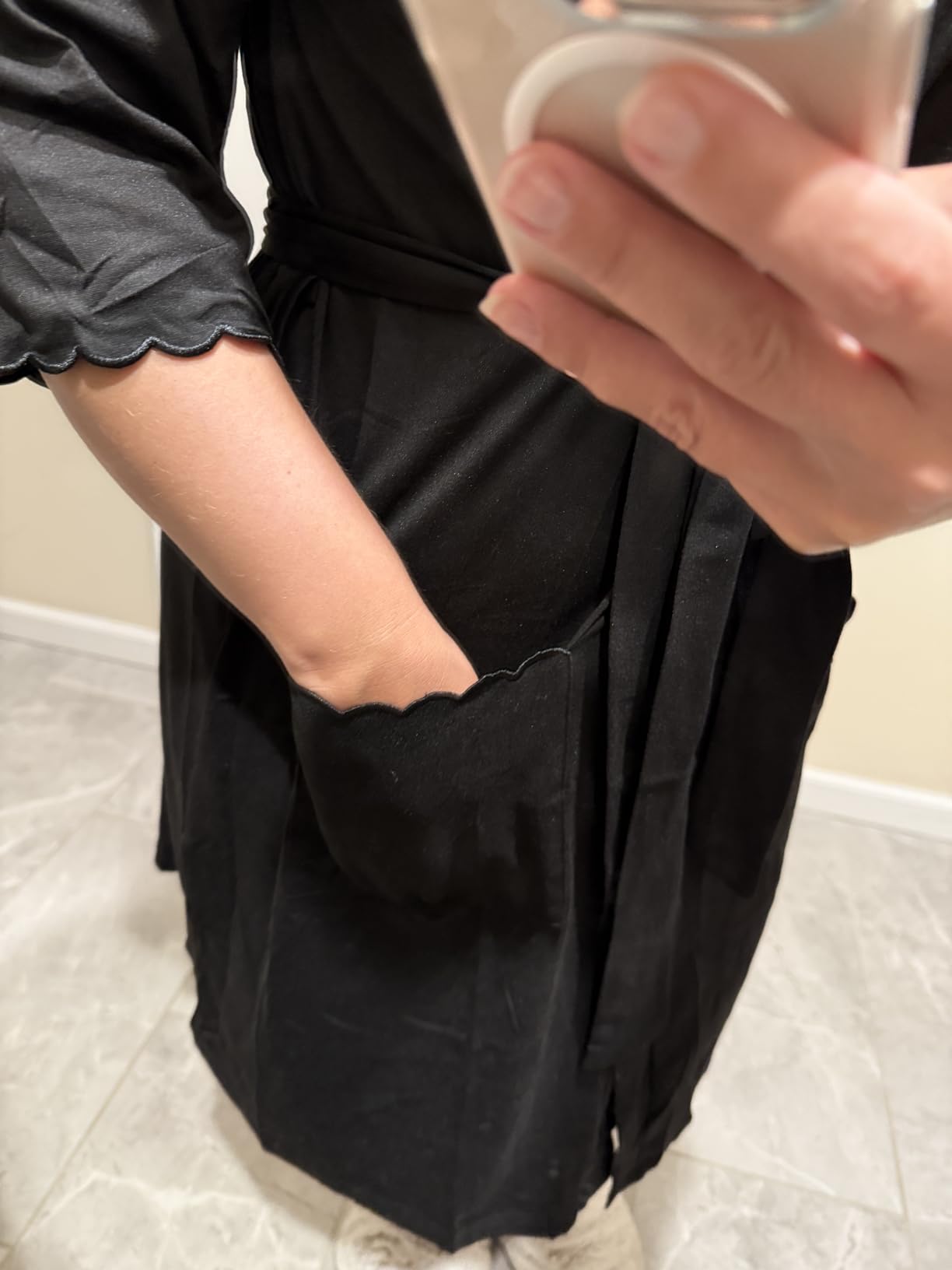 Ekouaer Robes for Women Knee Length Kimono Bathrobe Lightweight 3/4 Sleeve Sleepwear Soft Loungewear with Pockets S-XXL customer photo 1