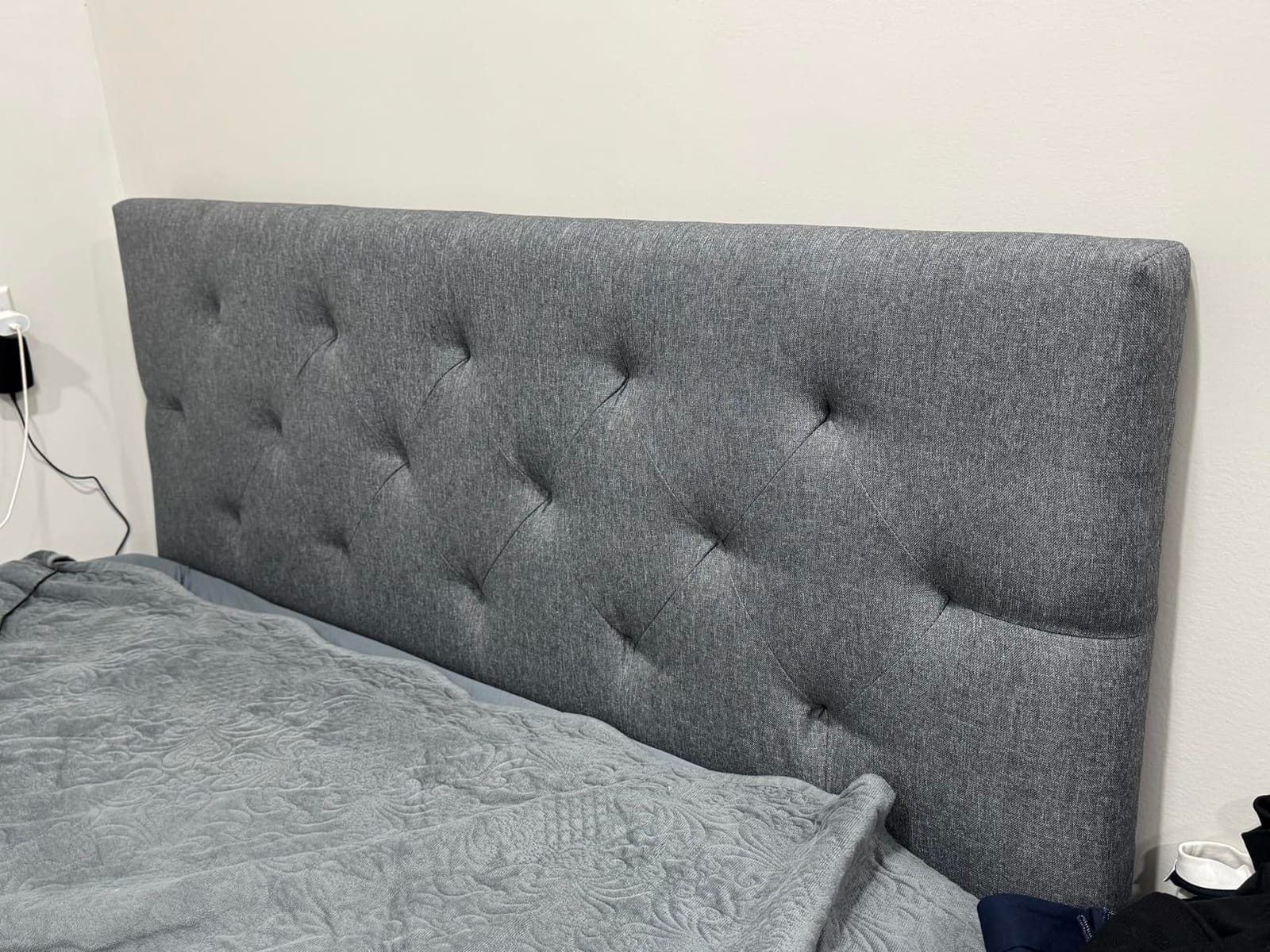 Howjoe Linen Upholstered Headboard Queen Size, Modern Diamond Tufting Solid Wood Queen Headboard Only, Adjustable Height from 37