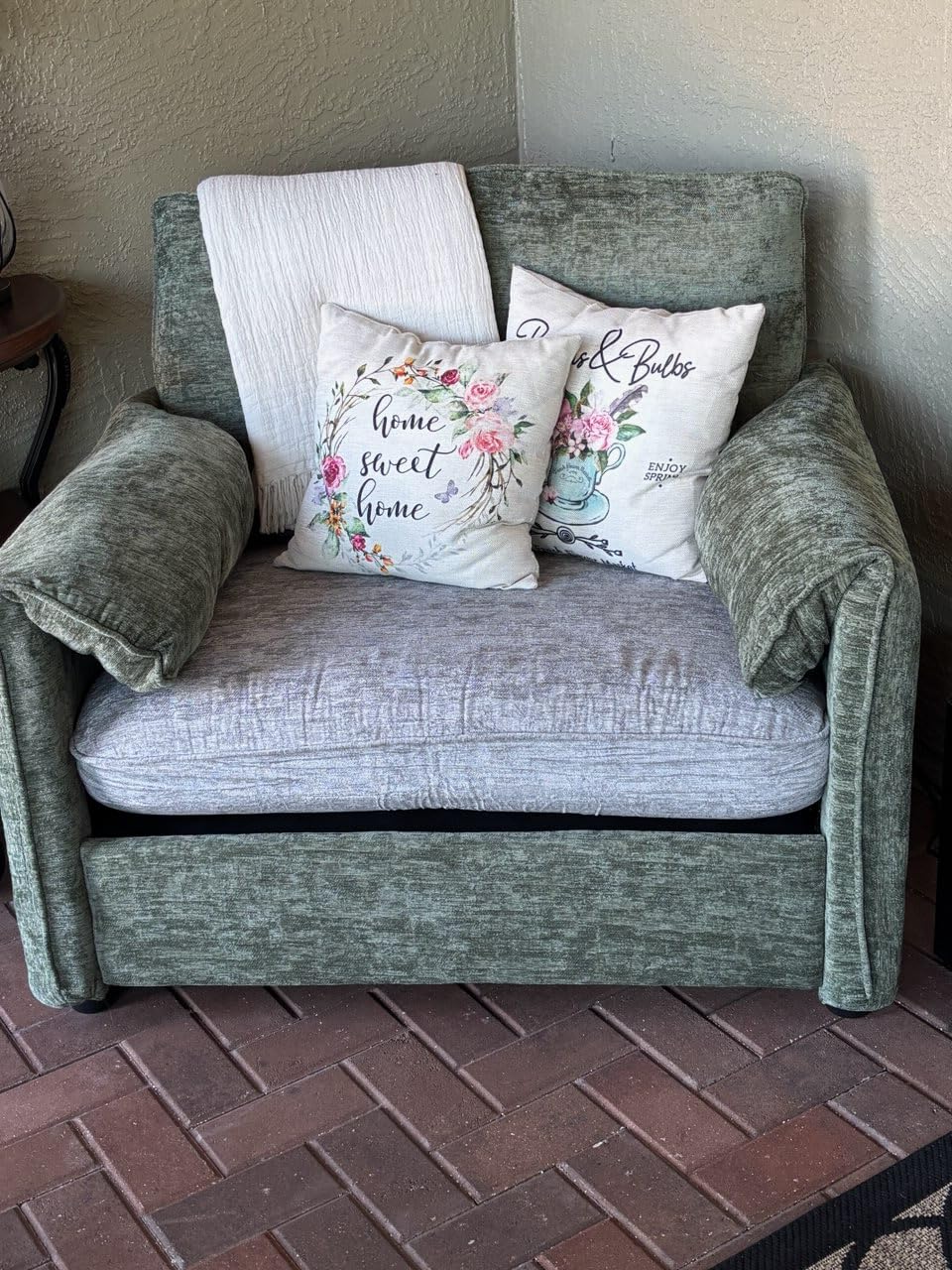 Oversized Accent Chair, 41 Inch Chenille Fabric Armchair, Comfy Single Sofa Chair with Padded Arms, Pocket Spring Cushion, Modern Reading Chair for Living Room, Bedroom, Beige customer photo 1