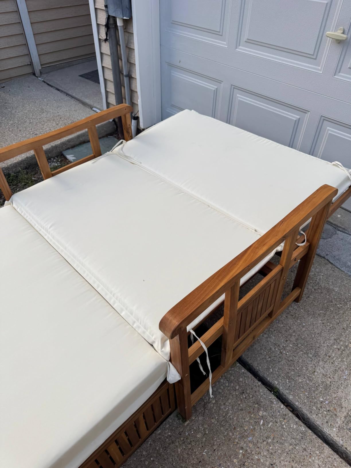 Moccha Acacia Wood Outdoor Daybed - Wooden Loveseat Sofa with 4-Level Backrest, Storage Ottoman, Cushions, Outside Sunbed, Double Bed Lounger for Backyard Porch Pool Patio Furniture Set customer photo 1