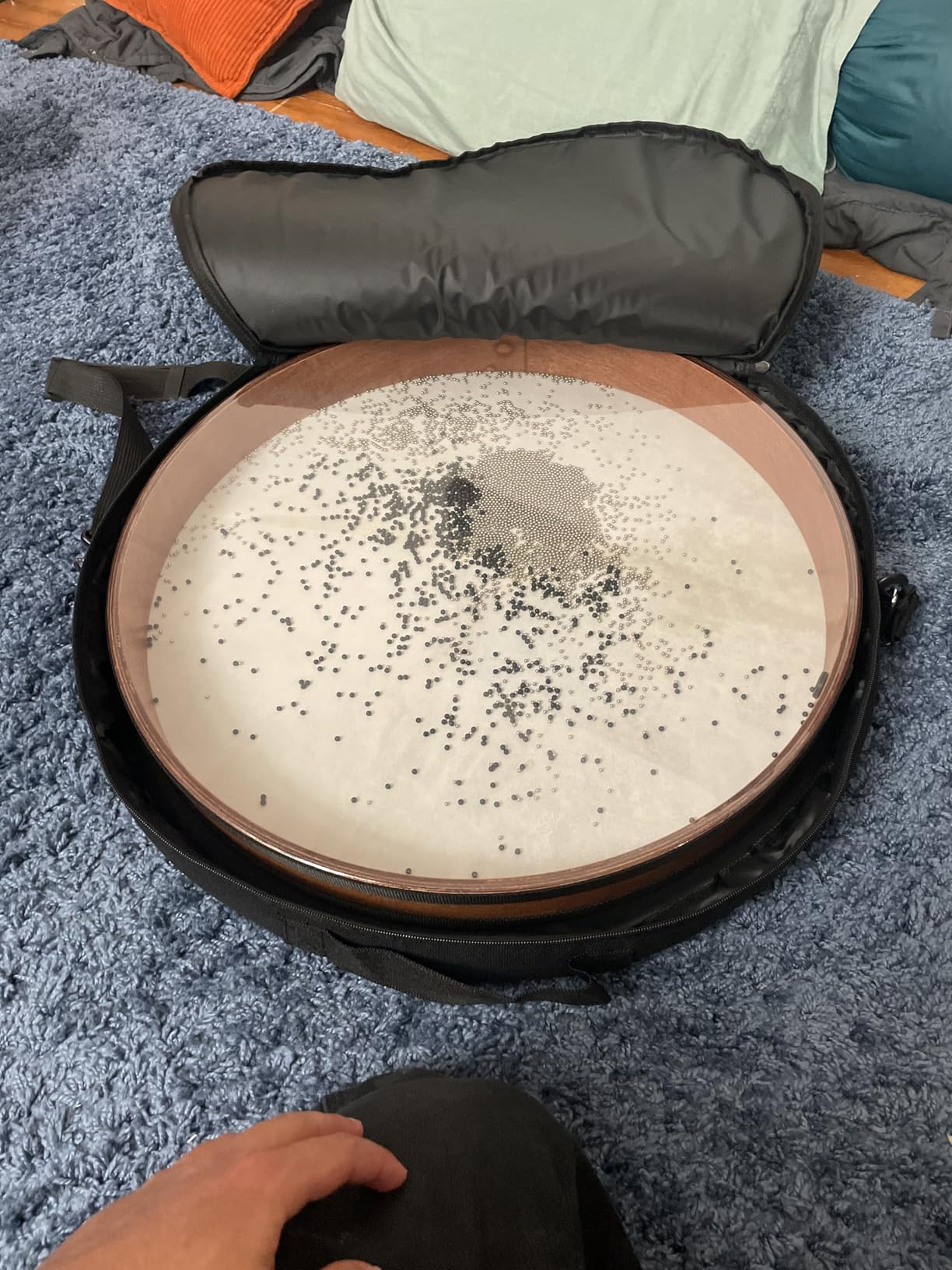 Ocean Drum 12 inch with Goatskin Drumhead,Wave Bead,Bag, Sound Healing Instrument for Zen Yoga Meditation Chakra Relaxation & Sound Bath customer photo 1