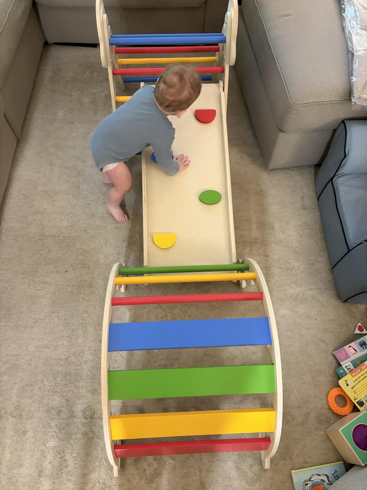 doowroodni Pikler Triangle Set 7in1 Toddler Climbing Toys Indoor Foldable Baby Climbing Toys Wooden Montessori Climbing Set with Arch, Ramp, Ladder for 1-3 Years, Jungle Gym for Kids customer photo 1
