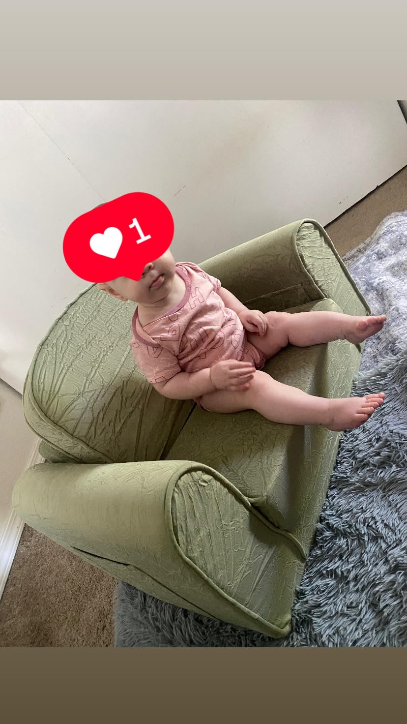 Tiny Land 2-in-1 Foldable Kids Couch with Pocket Soft Thick Toddler Sofa | Convertible Kids Chair for Playroom, Bedroom or Living Room, Cozy & Comfortable, Ideal Gift for Boys & Girls, Green customer photo 1
