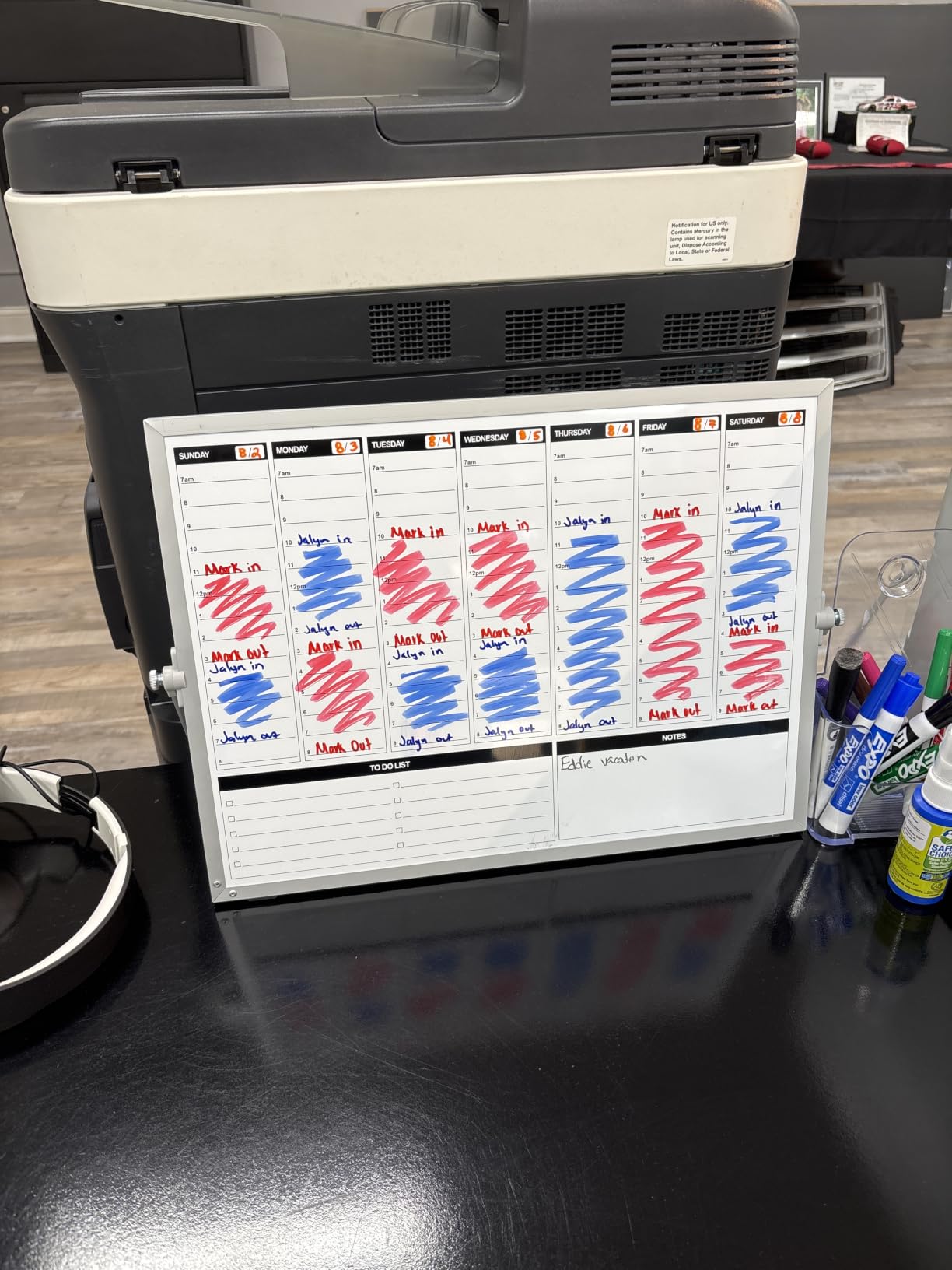 Planning Boards, White Board Dry Erase Calendar with Stand, Double-Sided Weekly Calendar Schedule Board with Time Slots & Monthly Planner with to DO List for Desk and Wall 16x12 (1 Pack) customer photo 2