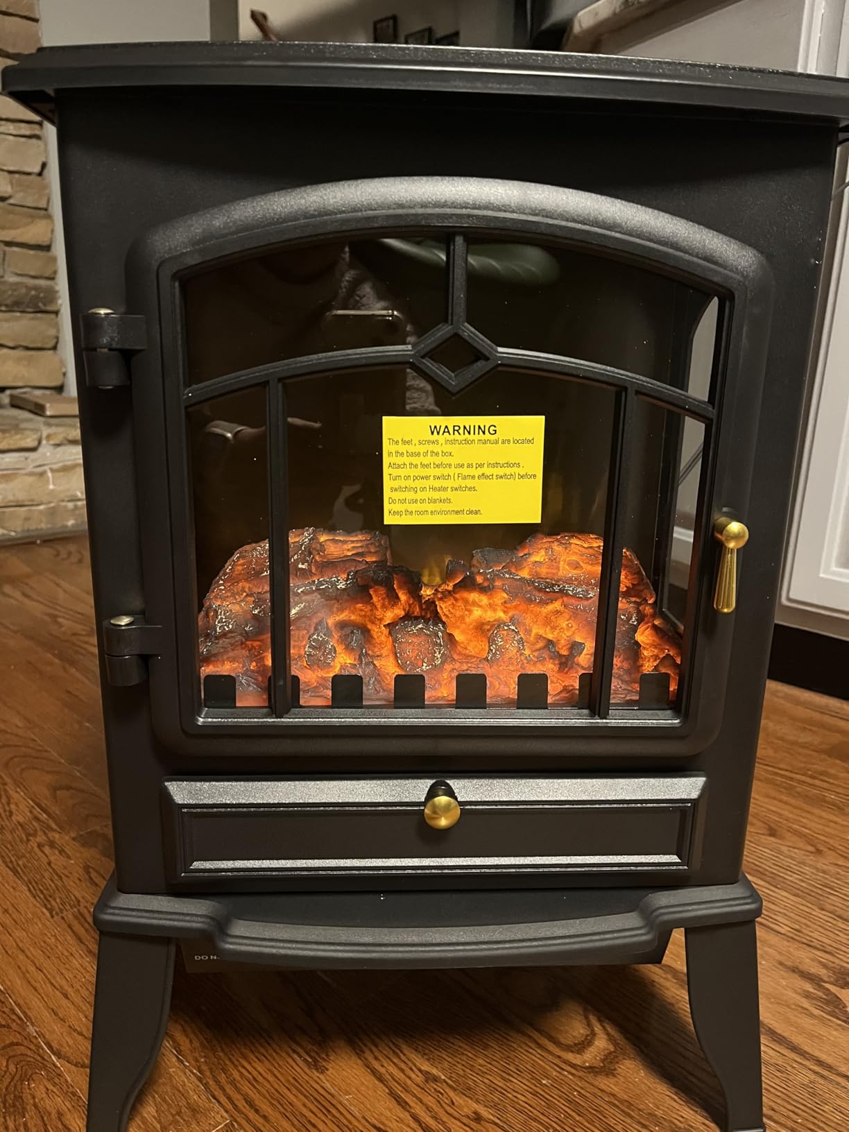 ZAFRO Electric Fireplace Stove with Dual Heat & Flame-Only Mode, 5100 BTU | 1000W/1500W Settings for Fast Warmth, Built-In Thermostat, ETL, Overheat Protection, for Living Room, Bedroom, 22 in customer photo 1