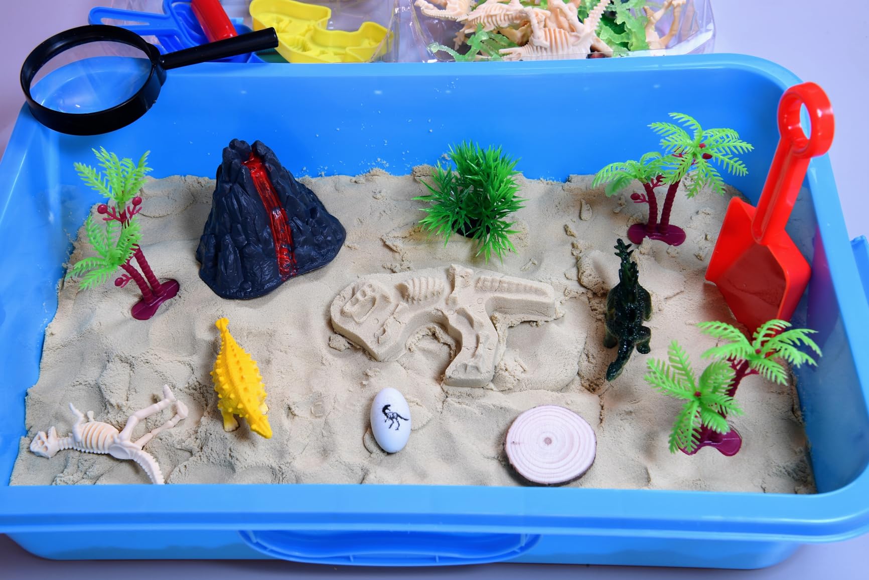 Dinosaur Sensory Sand Kit, Lidded Sand Bin, Dinosaur Toys for Kids | Magic Sand & Archaeology Tools, STEM Montessori Dinosaur Sensory Toys, Arts & Crafts for Kids 3-8, Christmas & Birthday Gifts customer photo 1