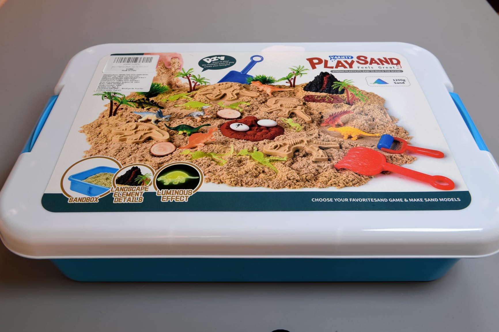 Dinosaur Sensory Sand Kit, Lidded Sand Bin, Dinosaur Toys for Kids | Magic Sand & Archaeology Tools, STEM Montessori Dinosaur Sensory Toys, Arts & Crafts for Kids 3-8, Christmas & Birthday Gifts customer photo 2