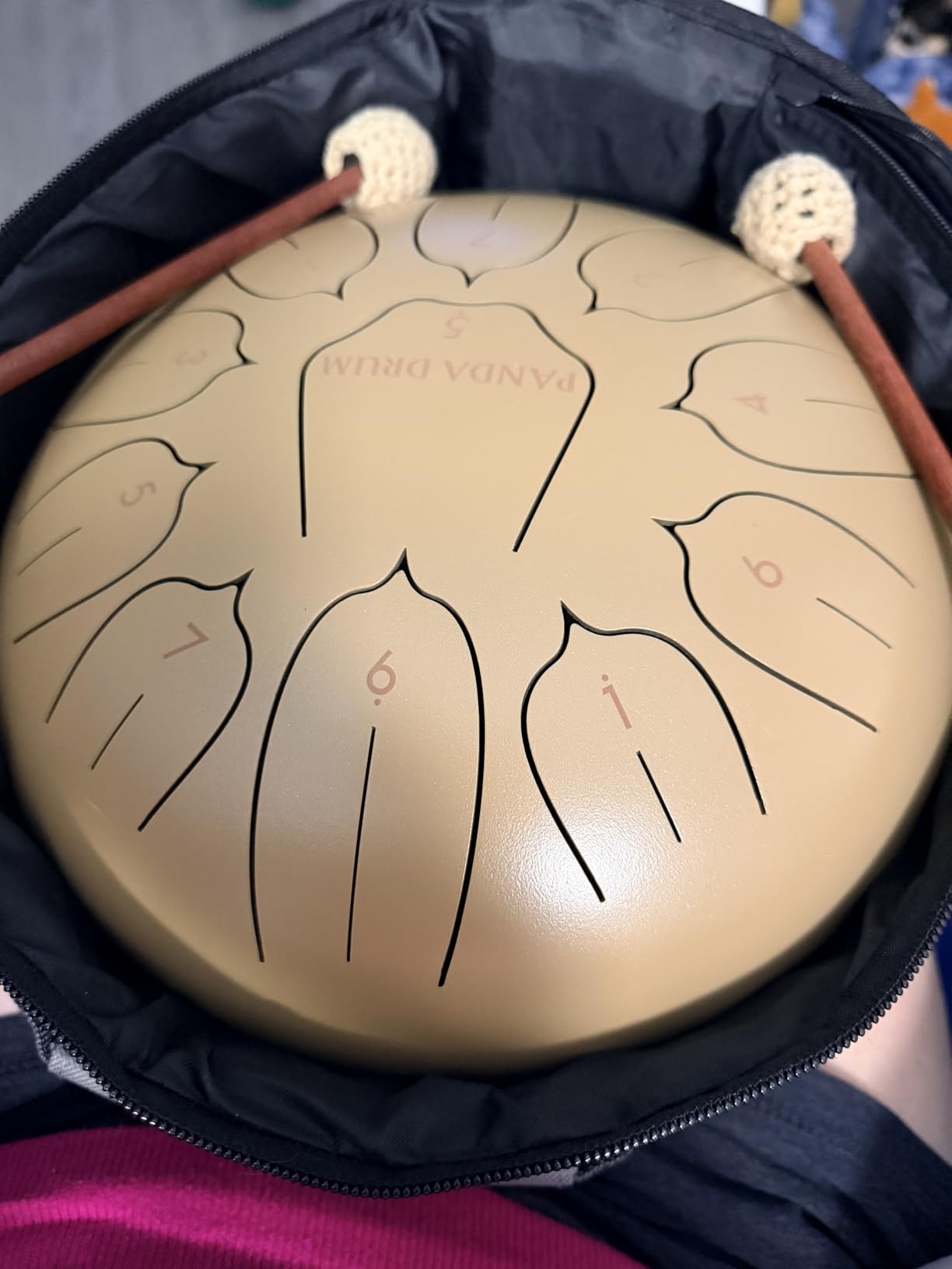 Plus (Sandstone) | Steel Tongue Drum | 11 Inch | Calming Handpan | with Music Book, Mallets, Carrying Bag & Finger Picks | 432 Hz Rain Drum | Calming Musical Instrument for Adults & Kids customer photo 2