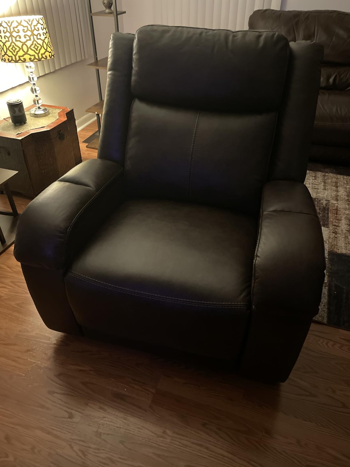 Watson & Whitely Oversized Genuine Leather Power Recliner Chair, Navy Blue customer photo 2